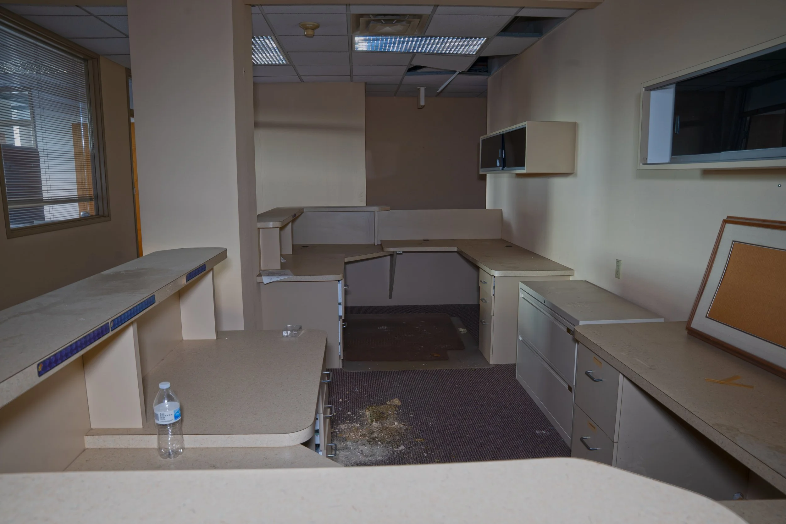 Office cubicles in the main office corridor on the 2nd floor 