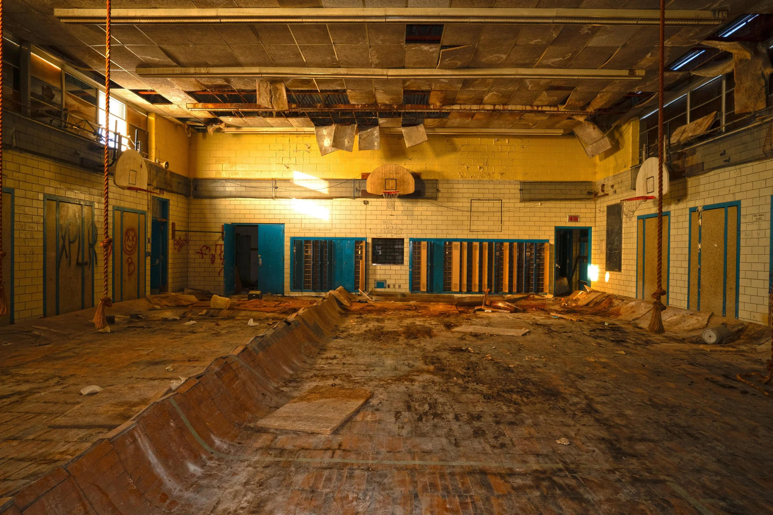 The Multipurpose room in Yost features a all in one Gymnasium, Auditorium and Cafeteria space but most closely resembles a Gymnasium 