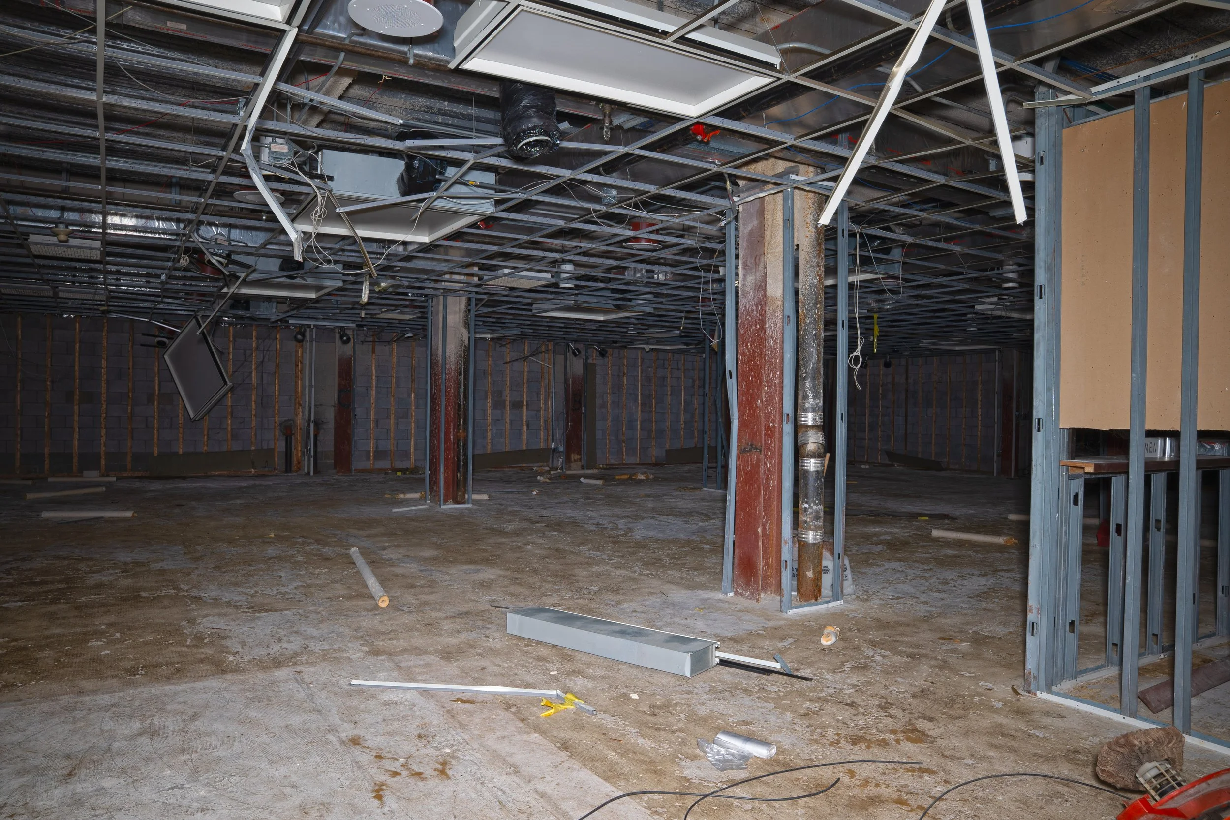 The dedicated office spaces have largely been gutted as is typical in office settings in vacancy 