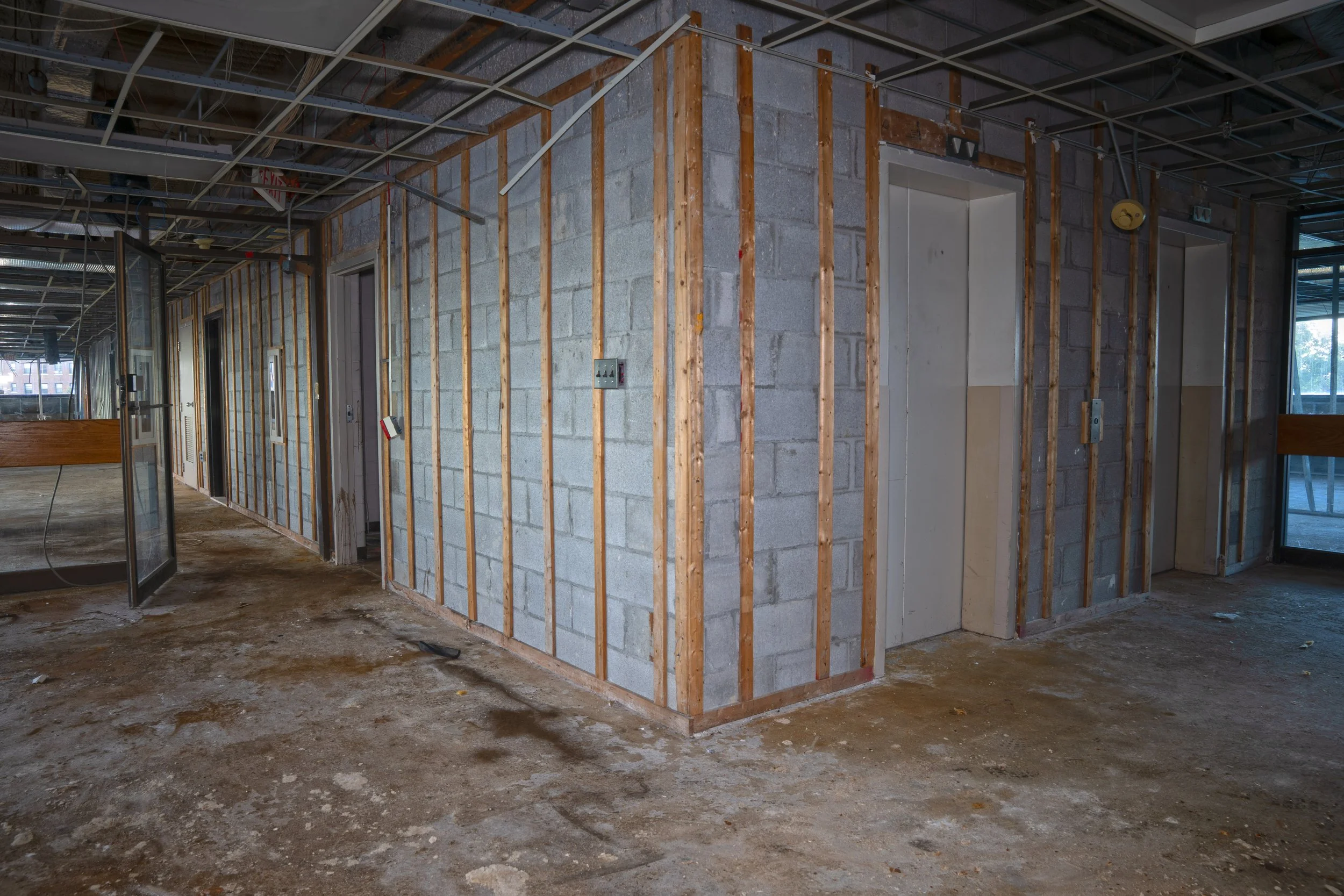 3rd floor gutted office space above the 2nd and 1st floor gutted office spaces