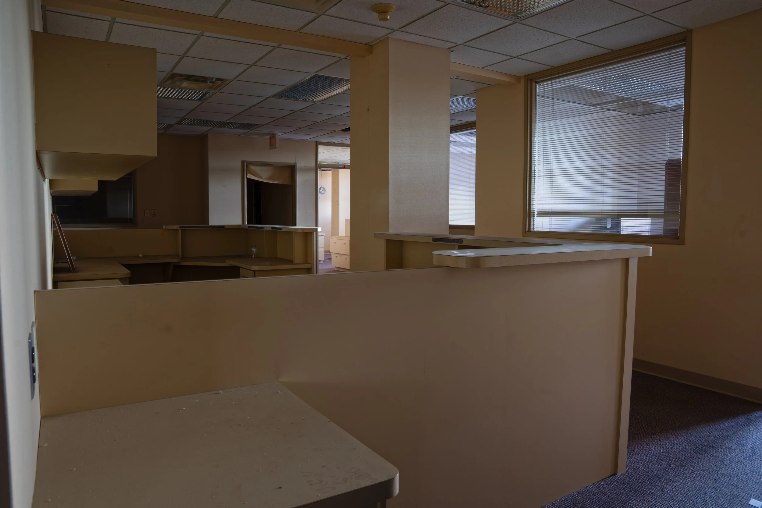 Office cubicles in the main office corridor on the 2nd floor 