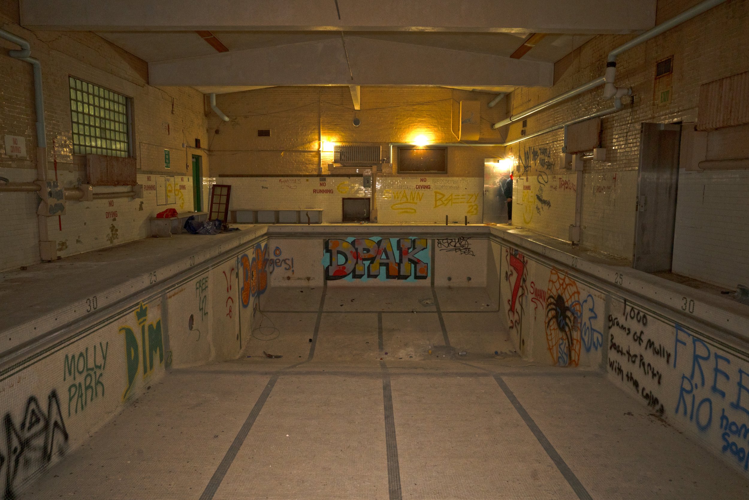 The boys pool (Note the same work lights present in the boys pool area)