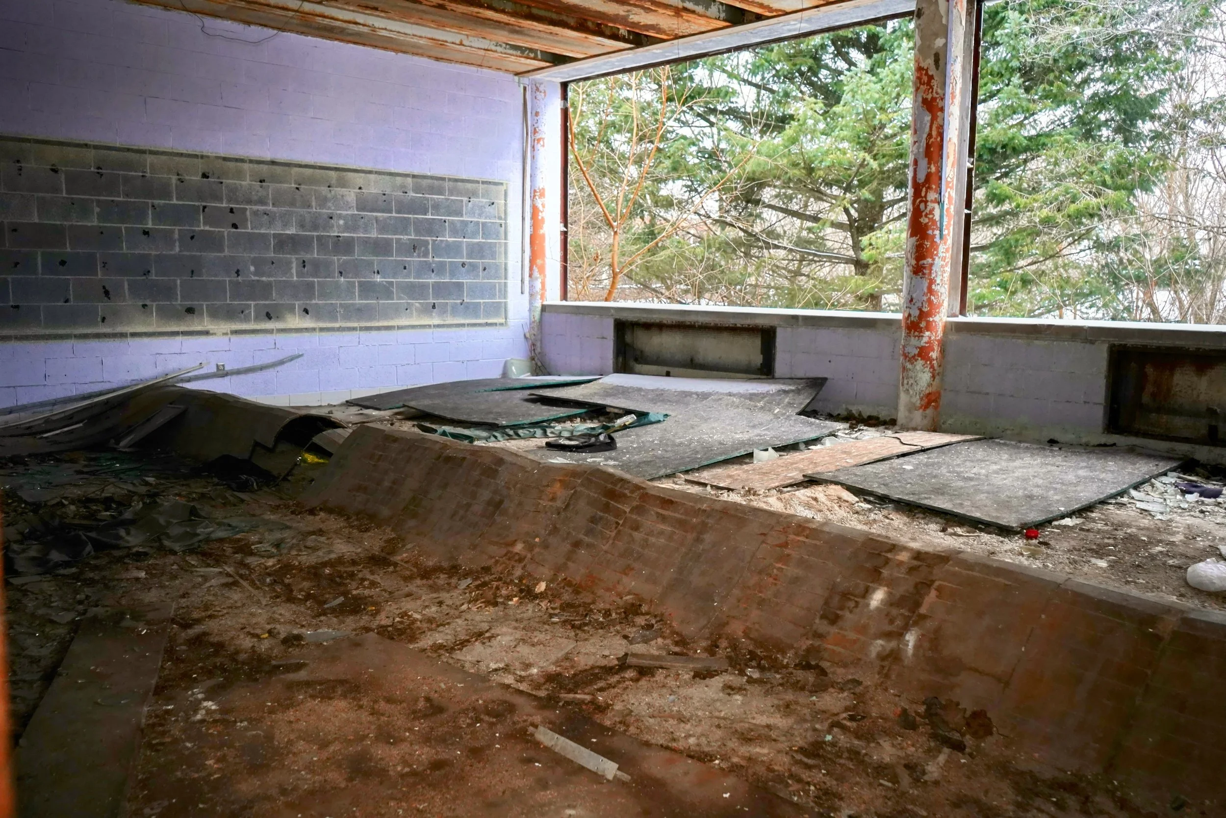 Some Classrooms wood floors have wrapped similar to the Gymnasium 