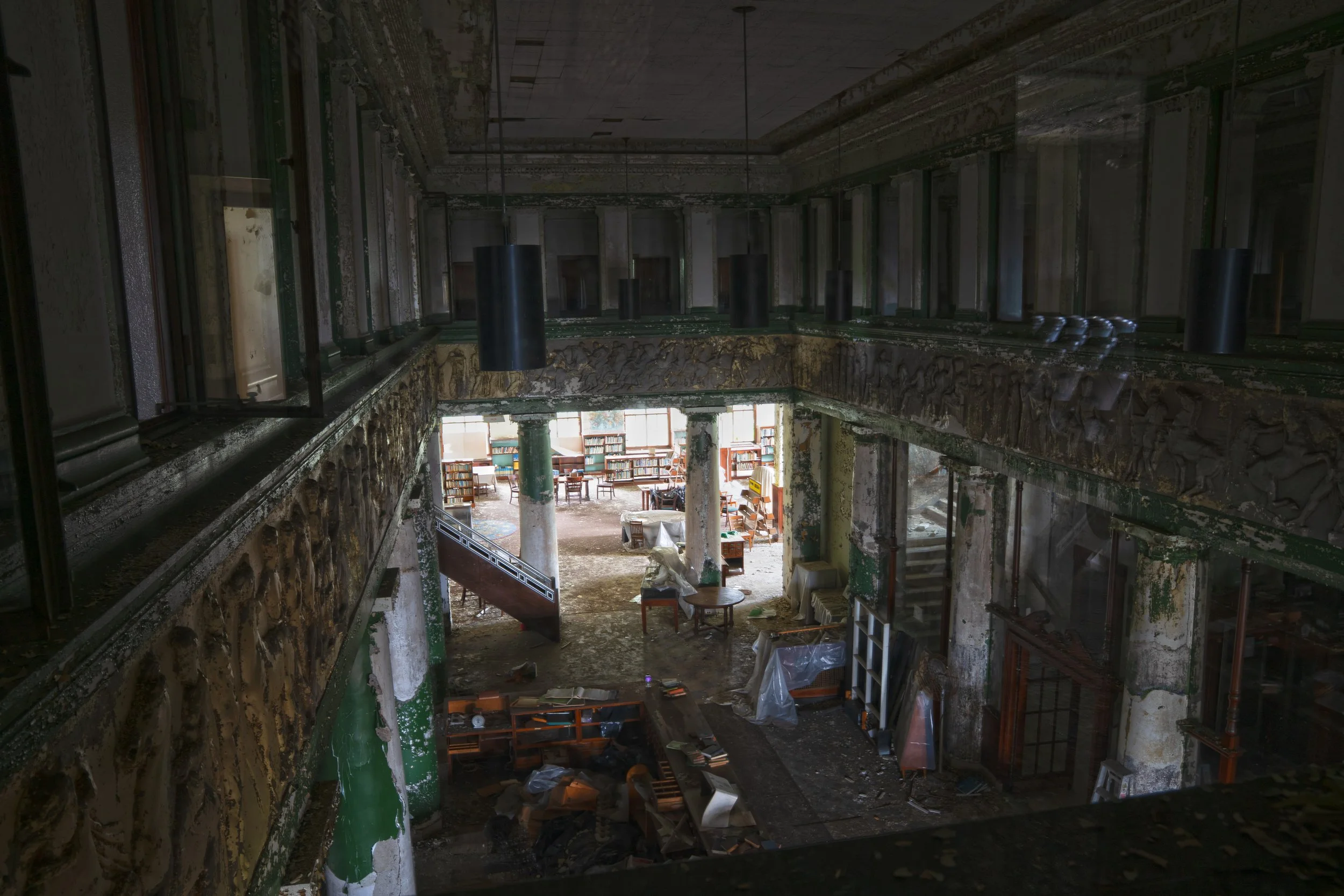 looking down from the 2nd floor glass atrium