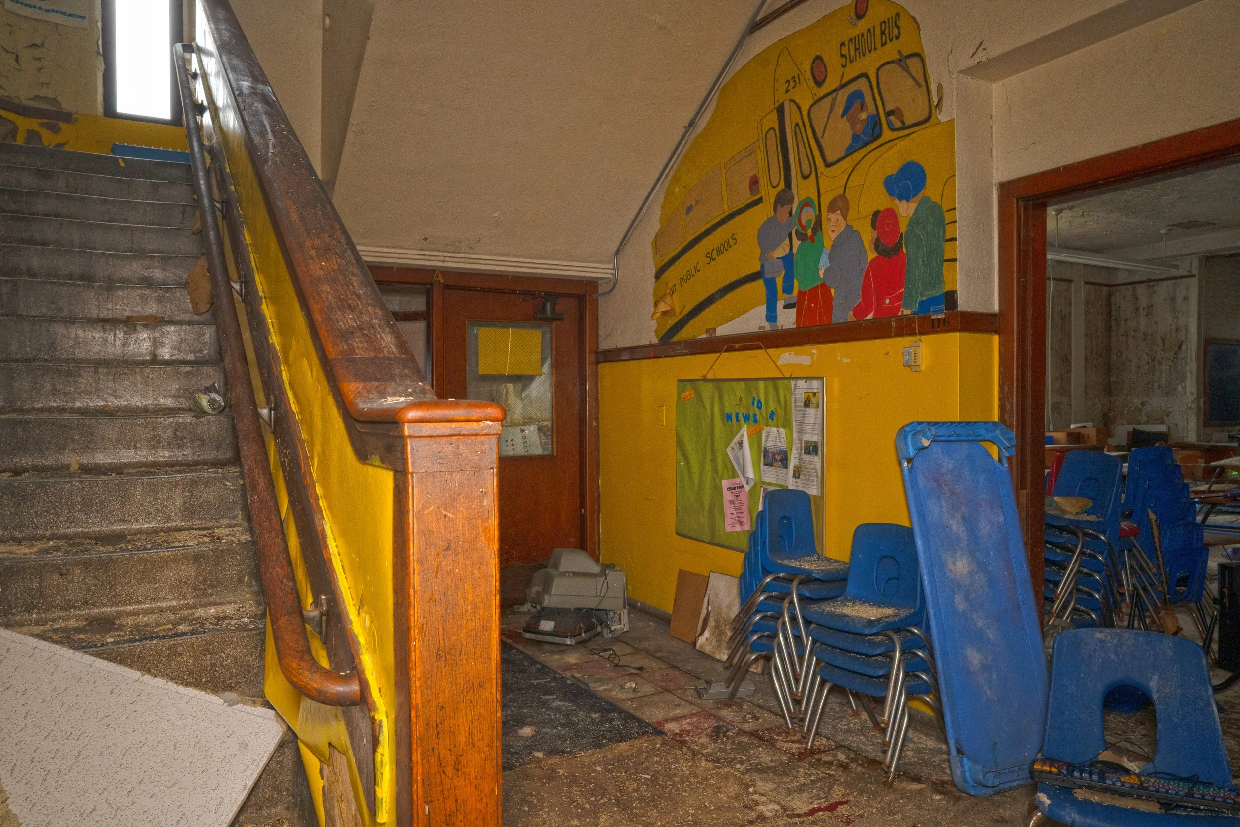 Another staircase at the end of the hallway