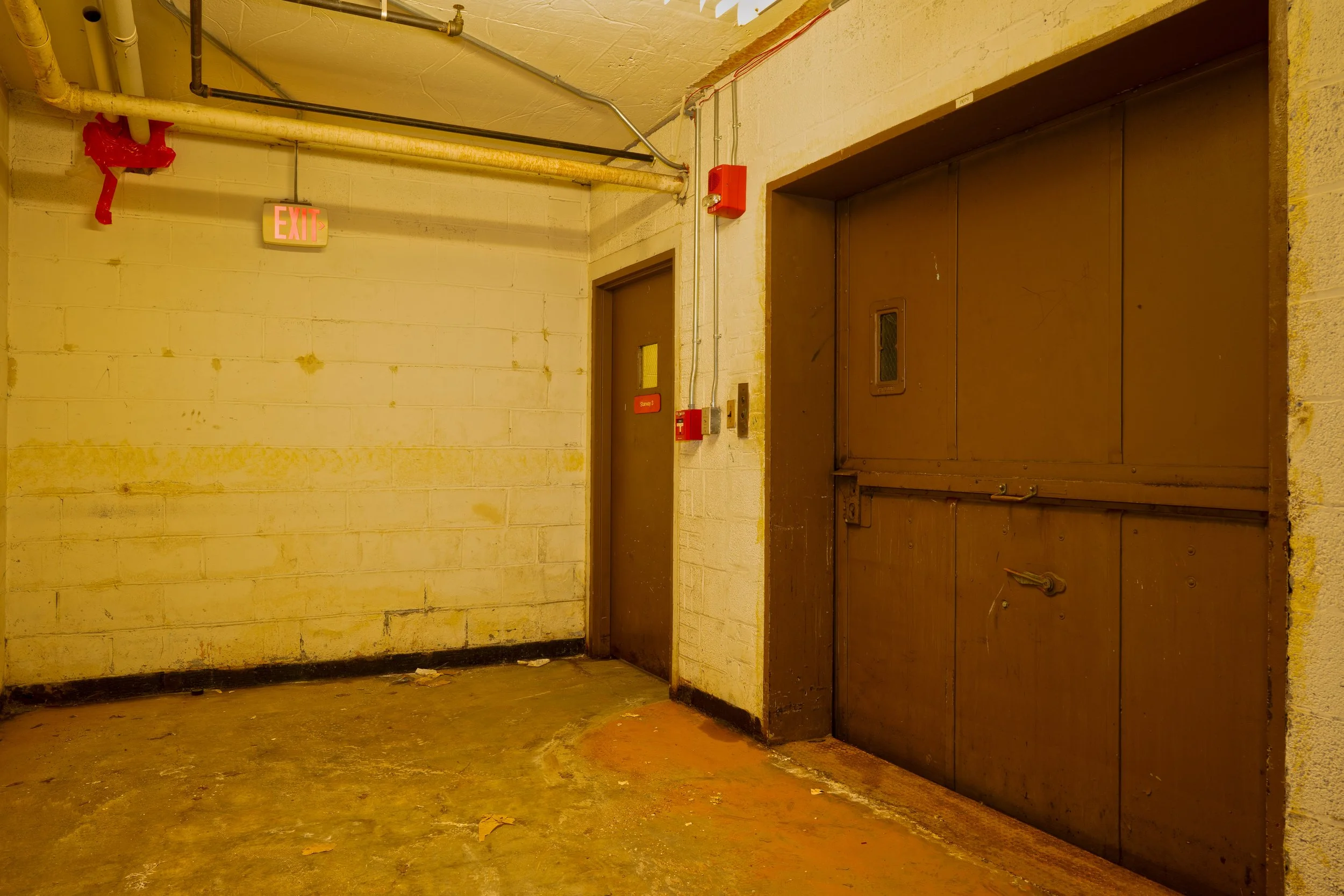 Freight elevator in basement 