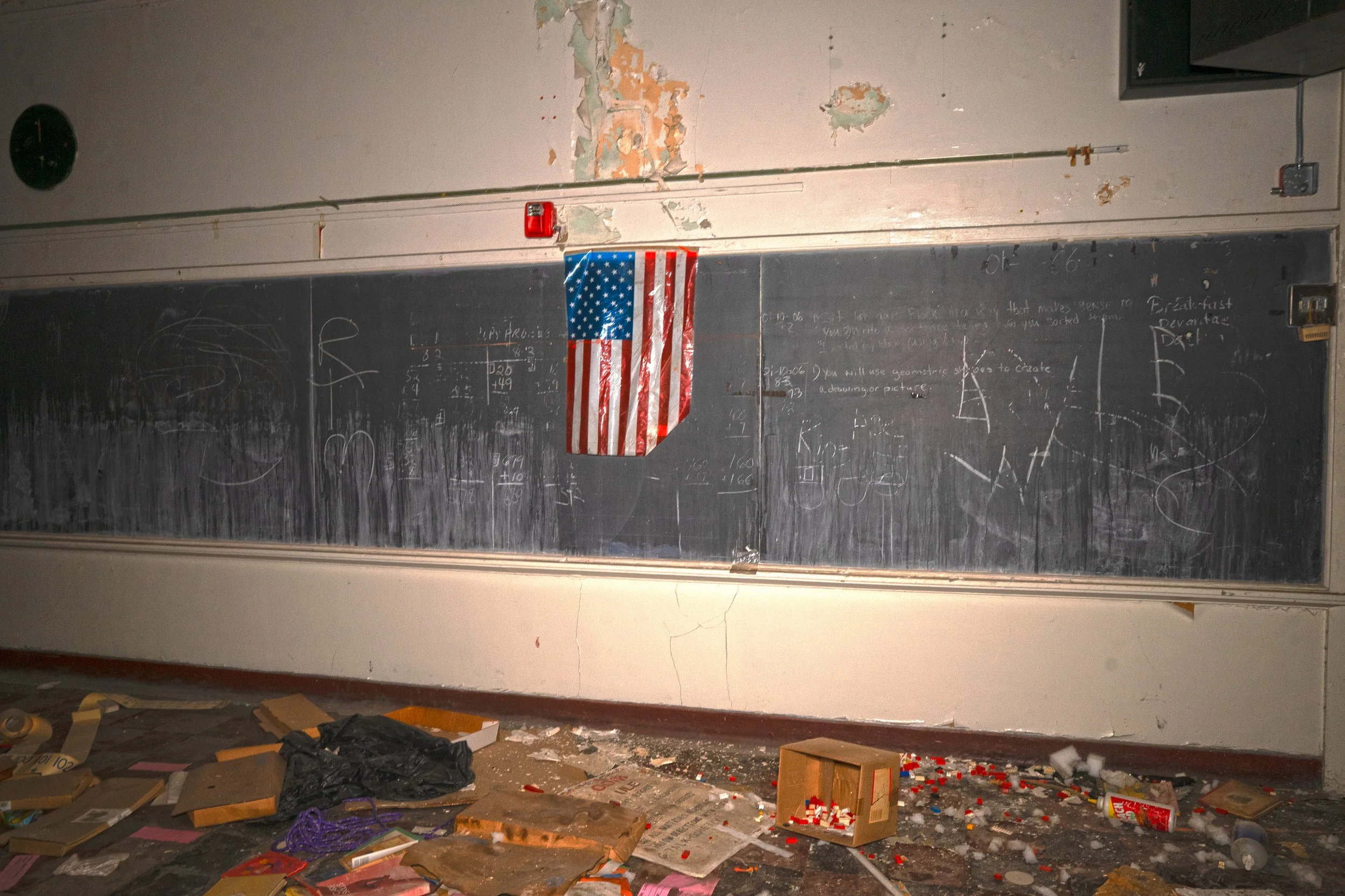 An American Flag present in a 3rd floor classroom showing the Liberty of the Liberty School 