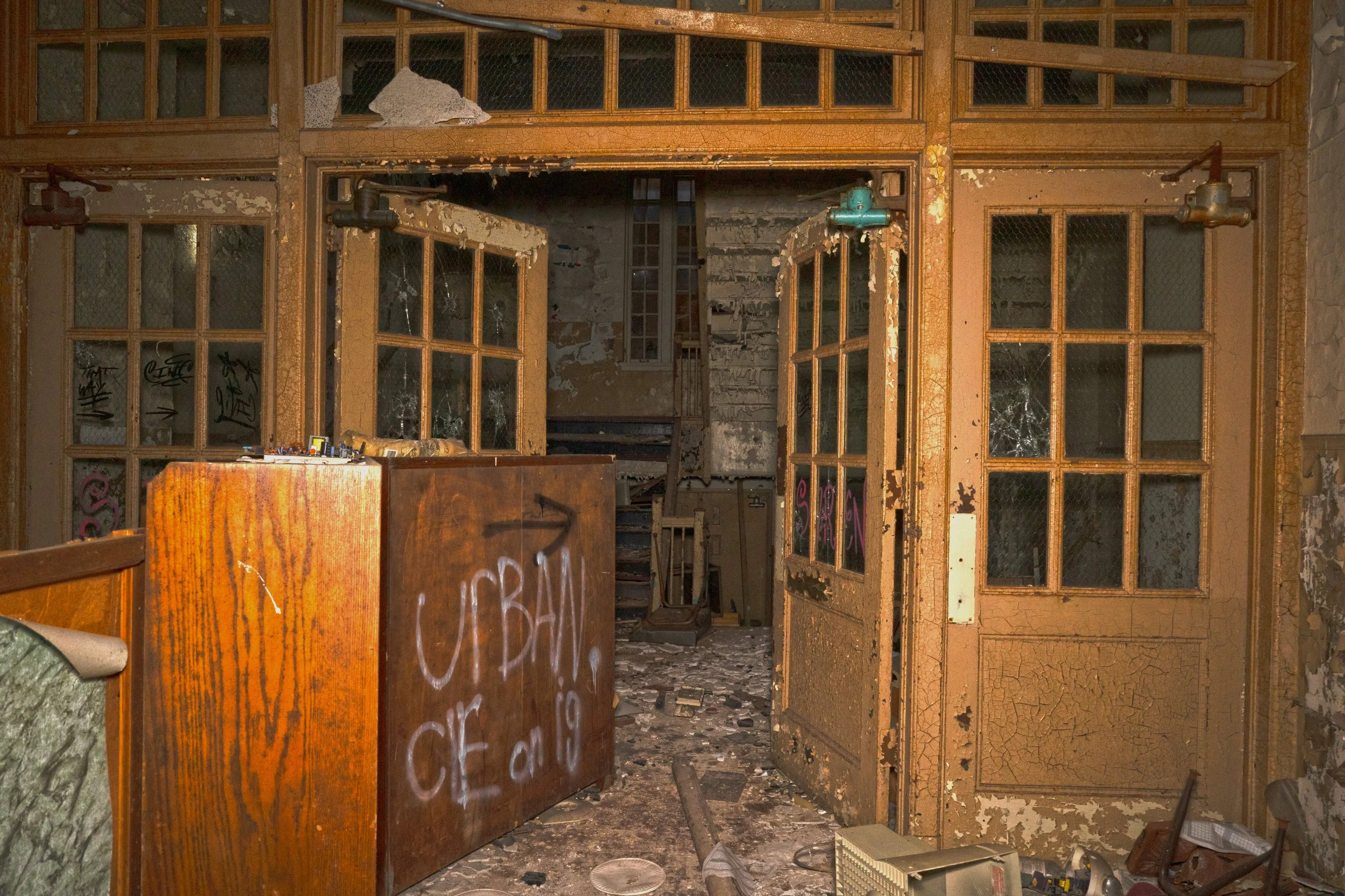 one of the staircase doors in the school