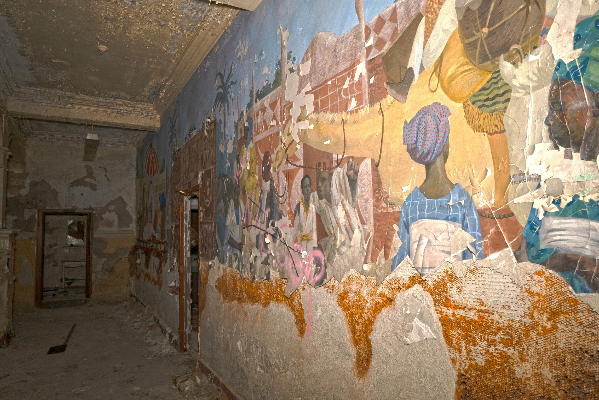 A hallway in Highland Park Community College Shot 17 (Another mural in the school)