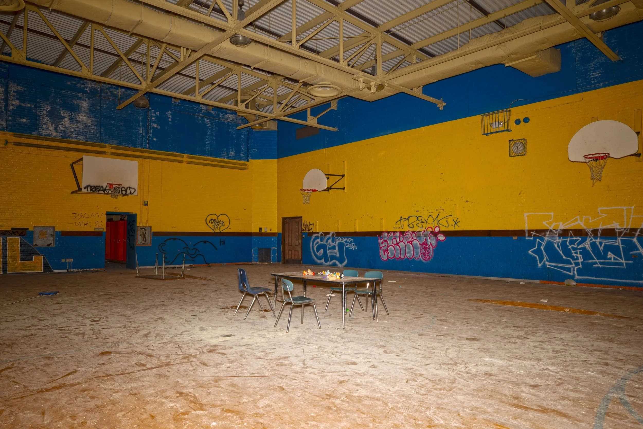 Blue and yellow gymnasium shot 2