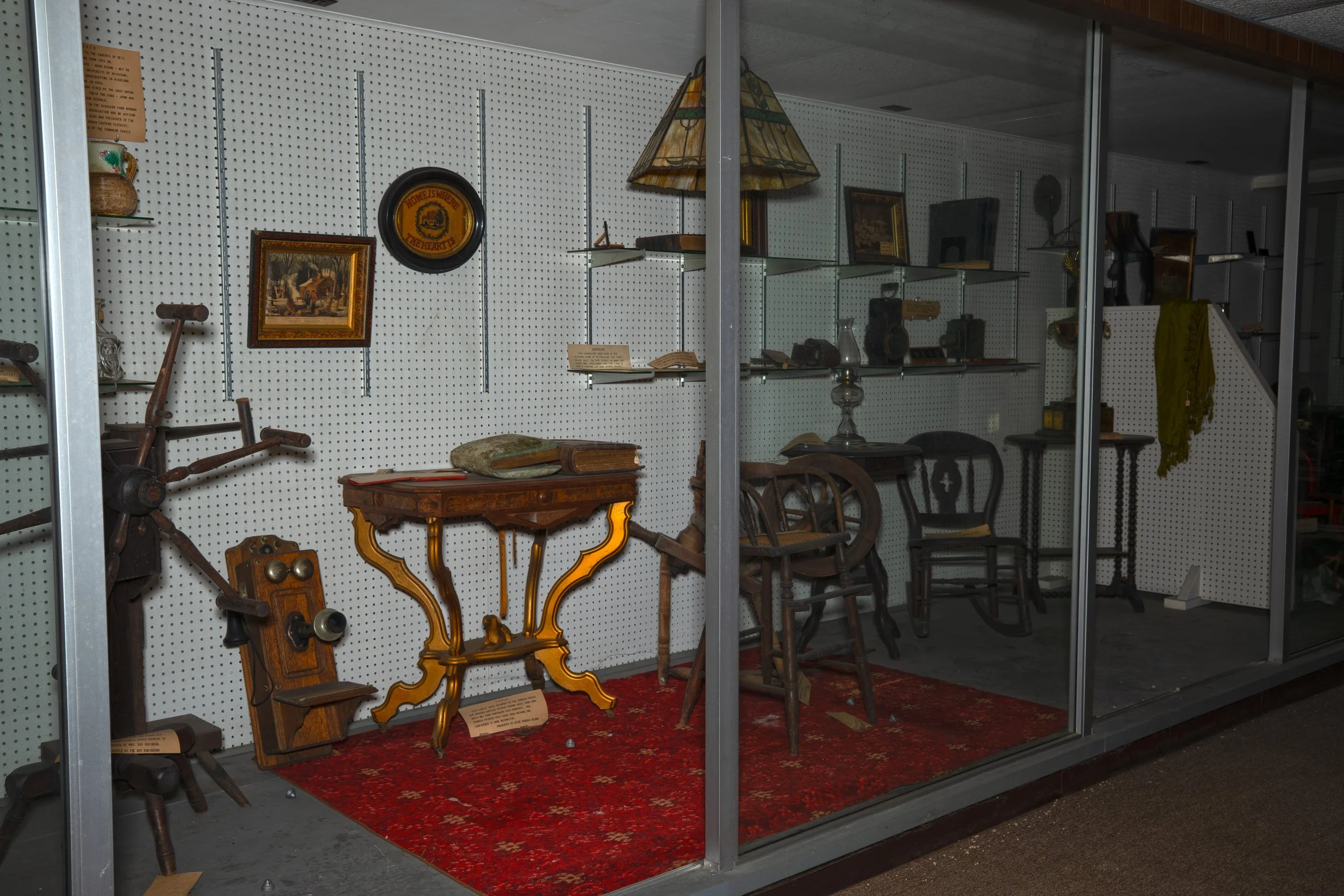 Highland Park Historical Museum shot 11 (Artifacts behind glass case)