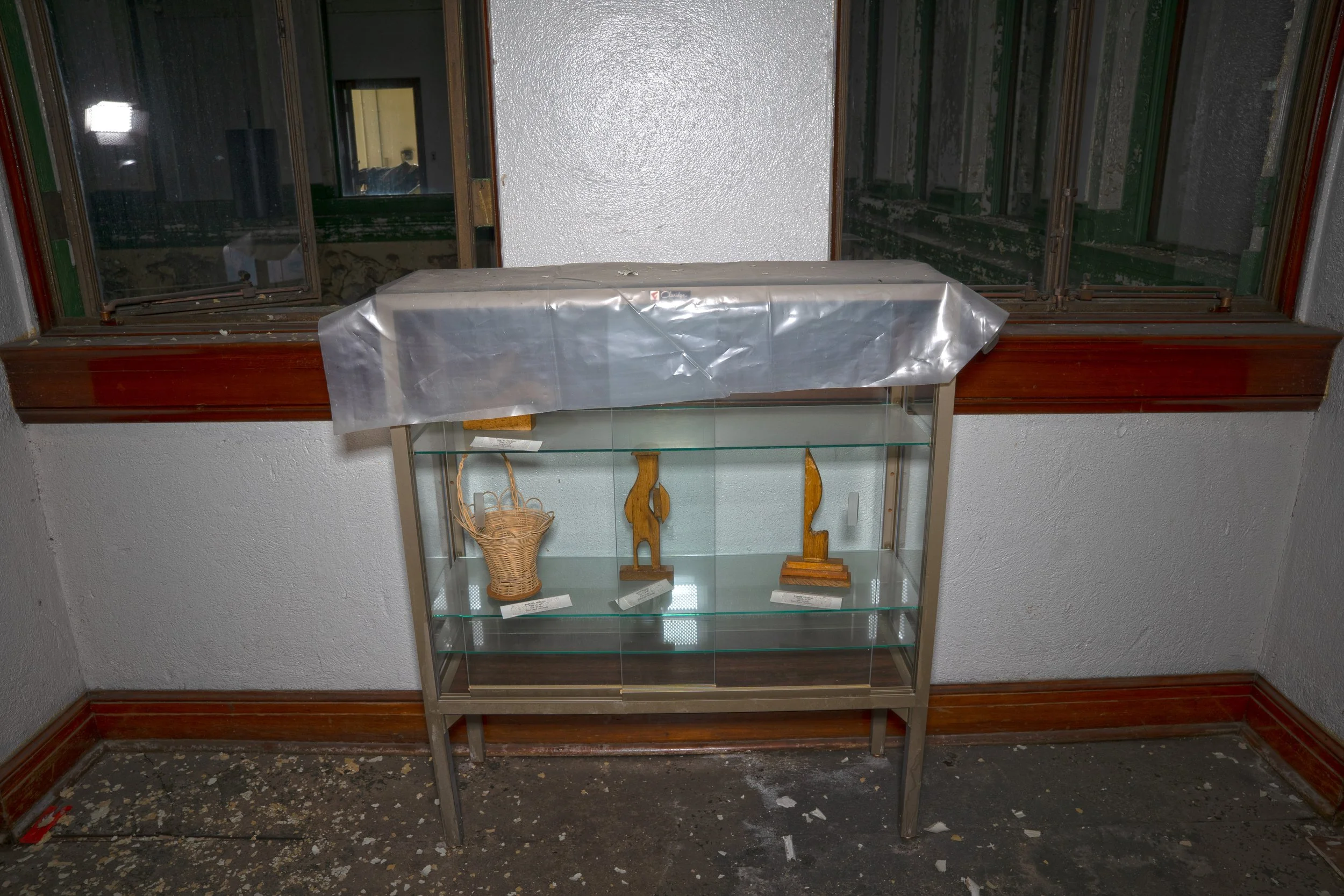 artifacts  of the library outside of the museum on the 2nd floor
