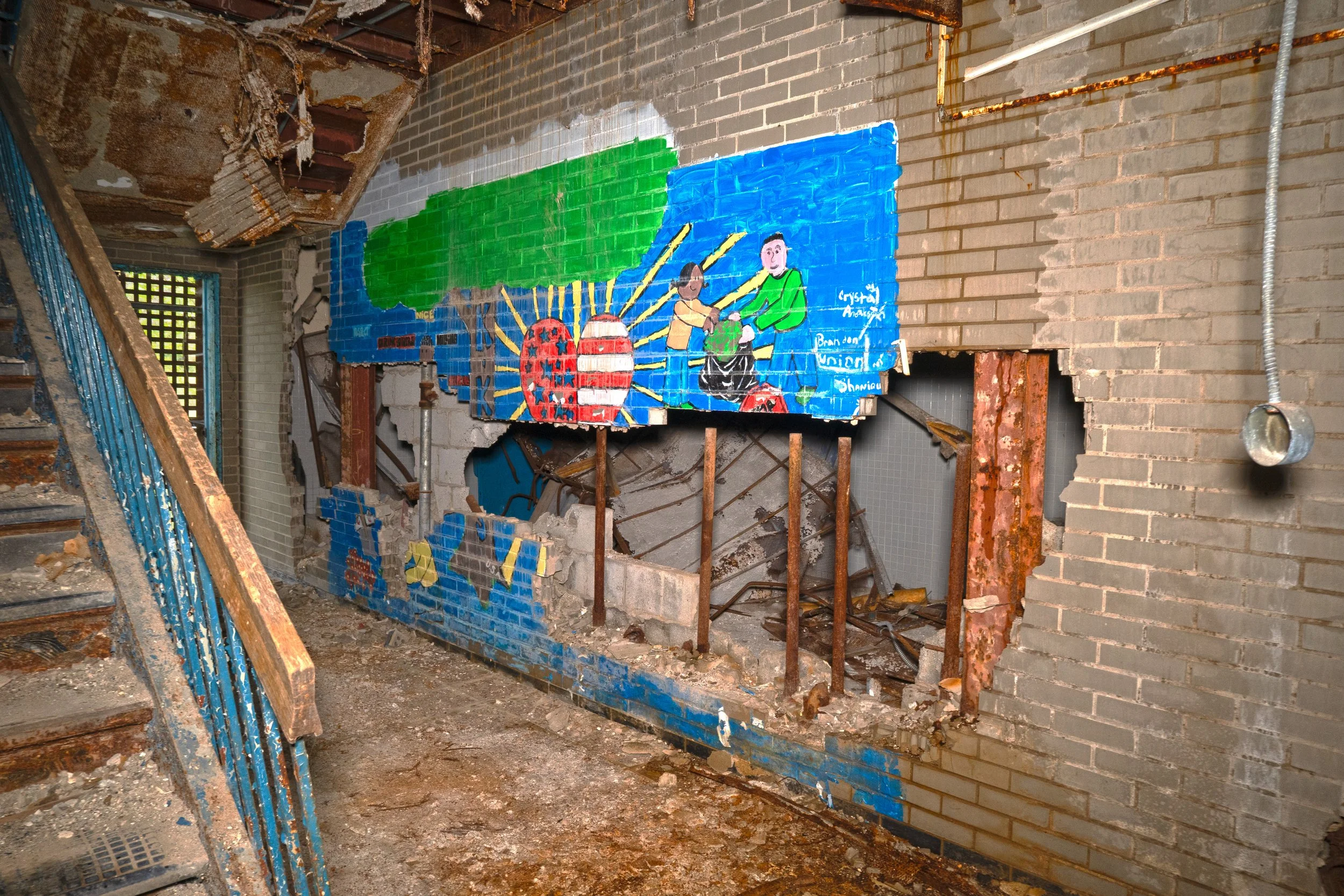 A mural in the staircase