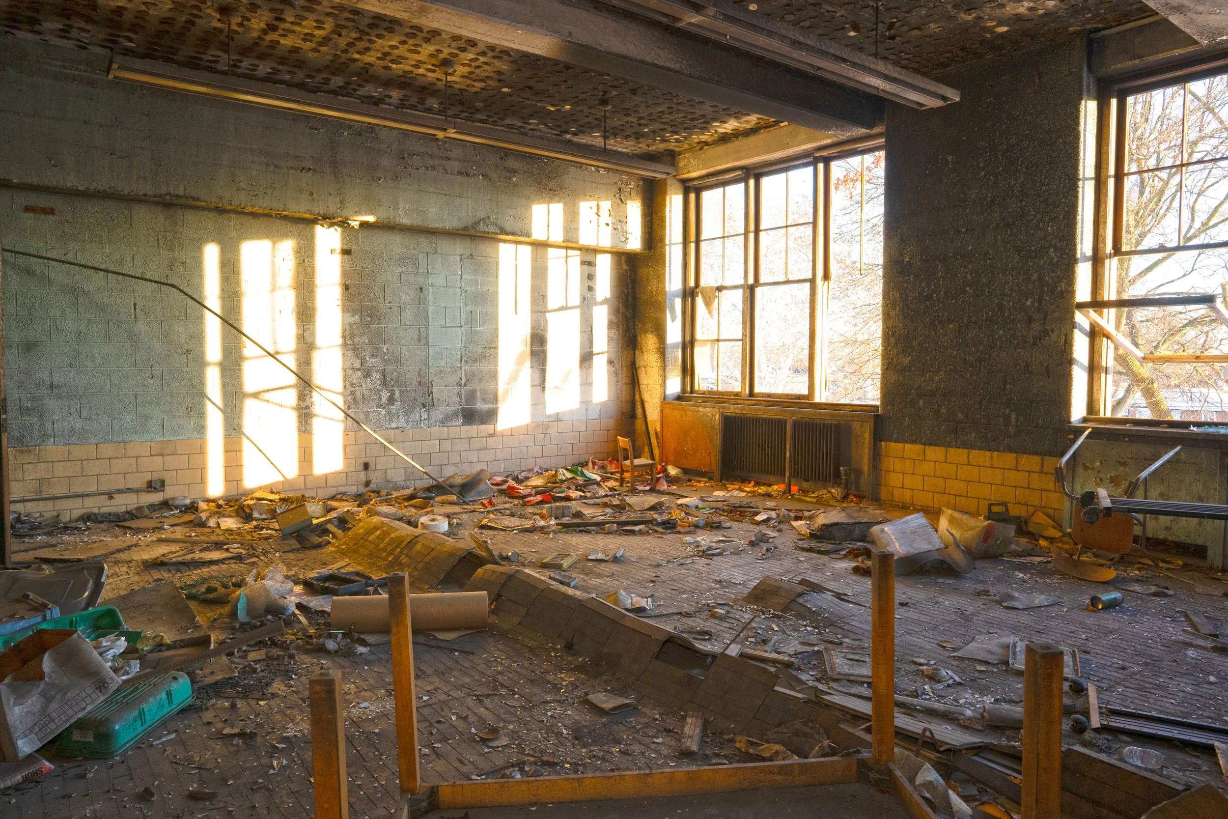 A 2nd floor classroom (The floor has began to warp)