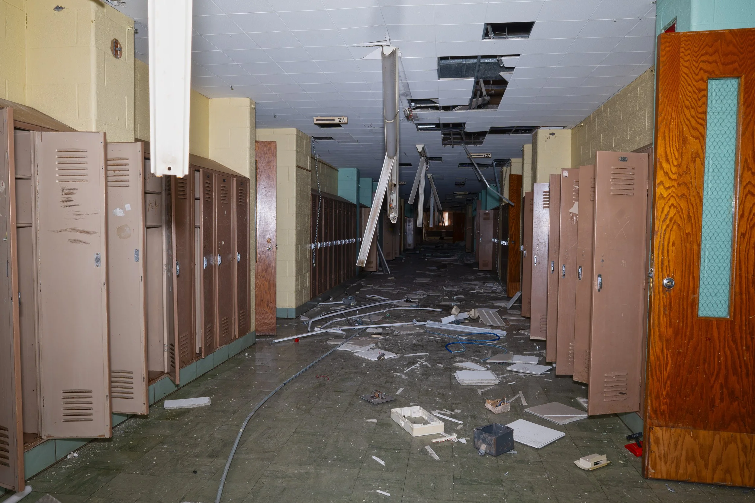 Double stacked 2nd floor classroom and kindergarten corridor shot 1 