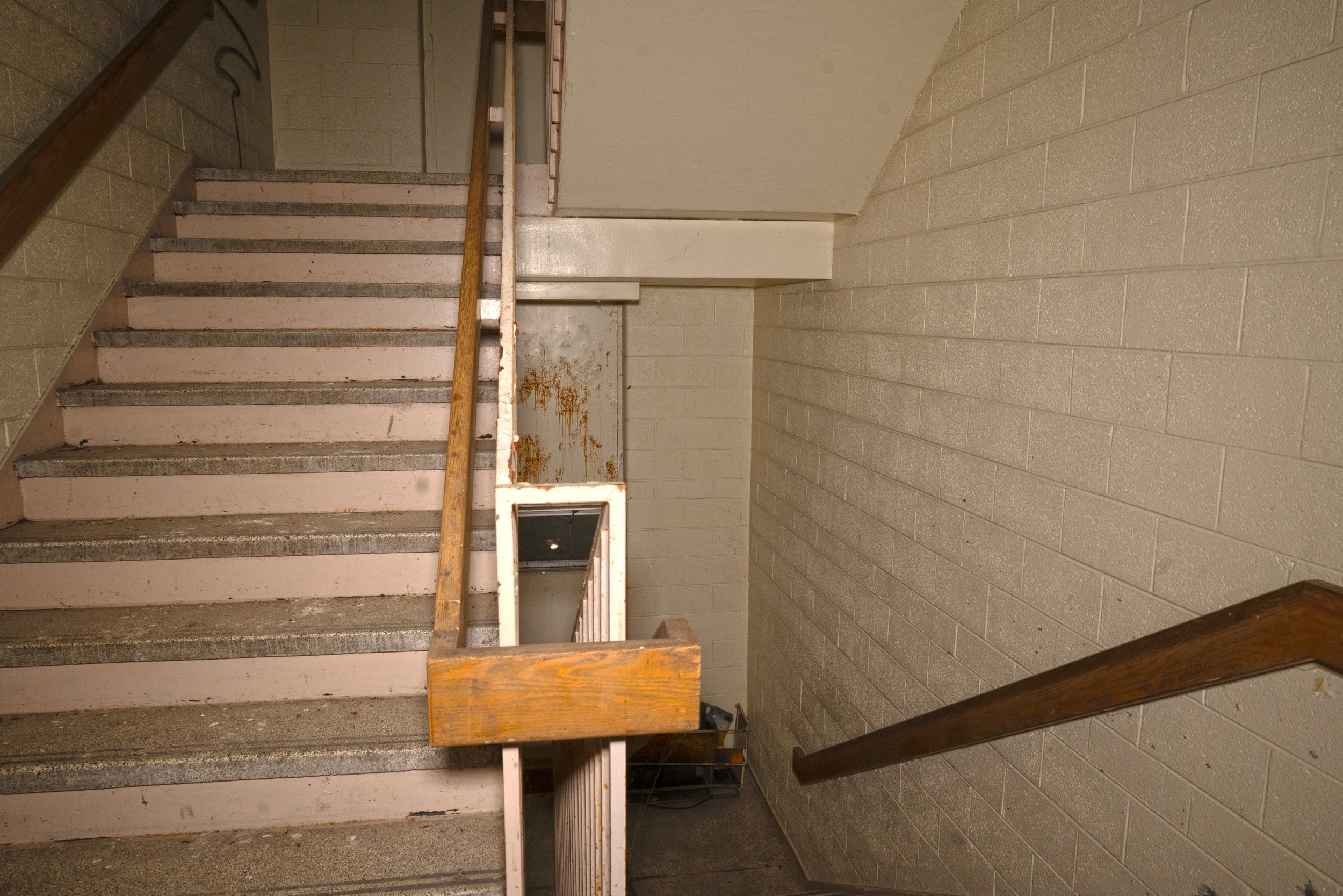A more modern staircase in the 1969 addition 