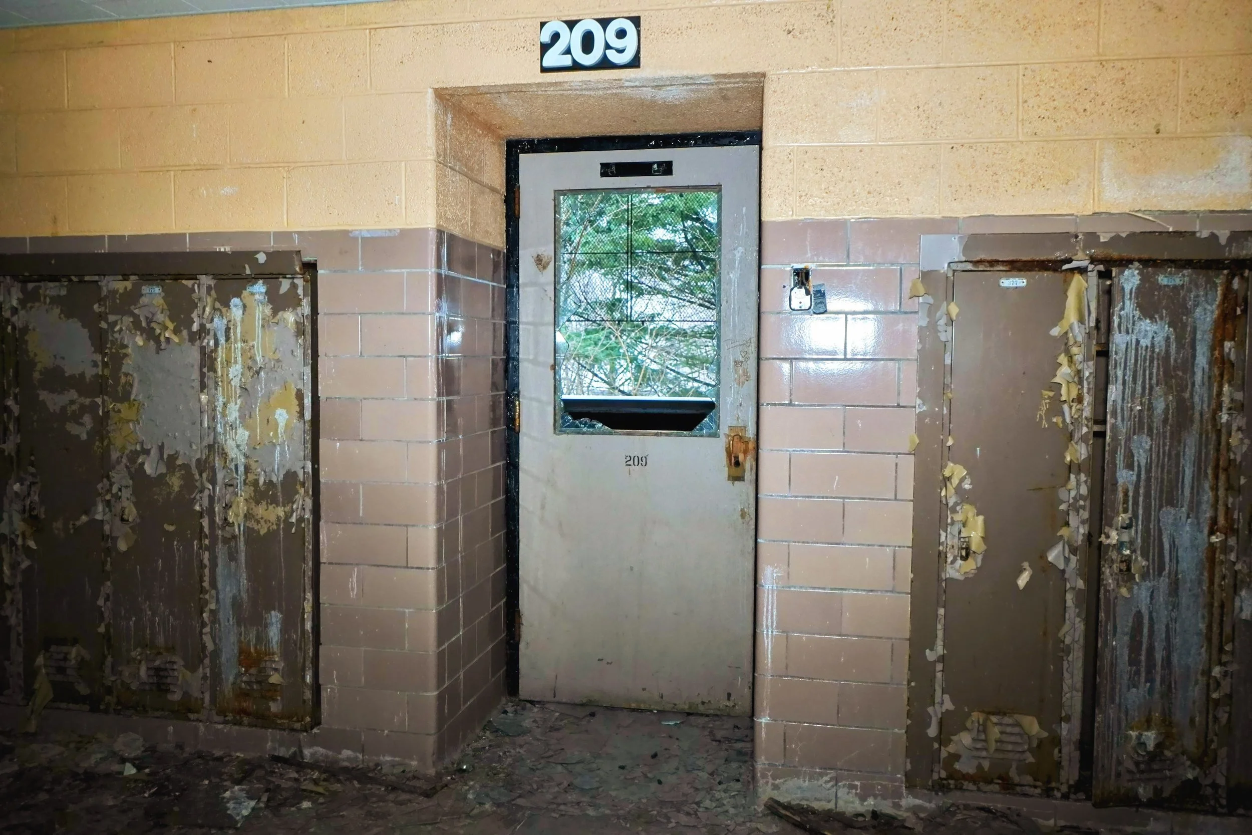 Many Rooms have had their glass smashed out of the doors