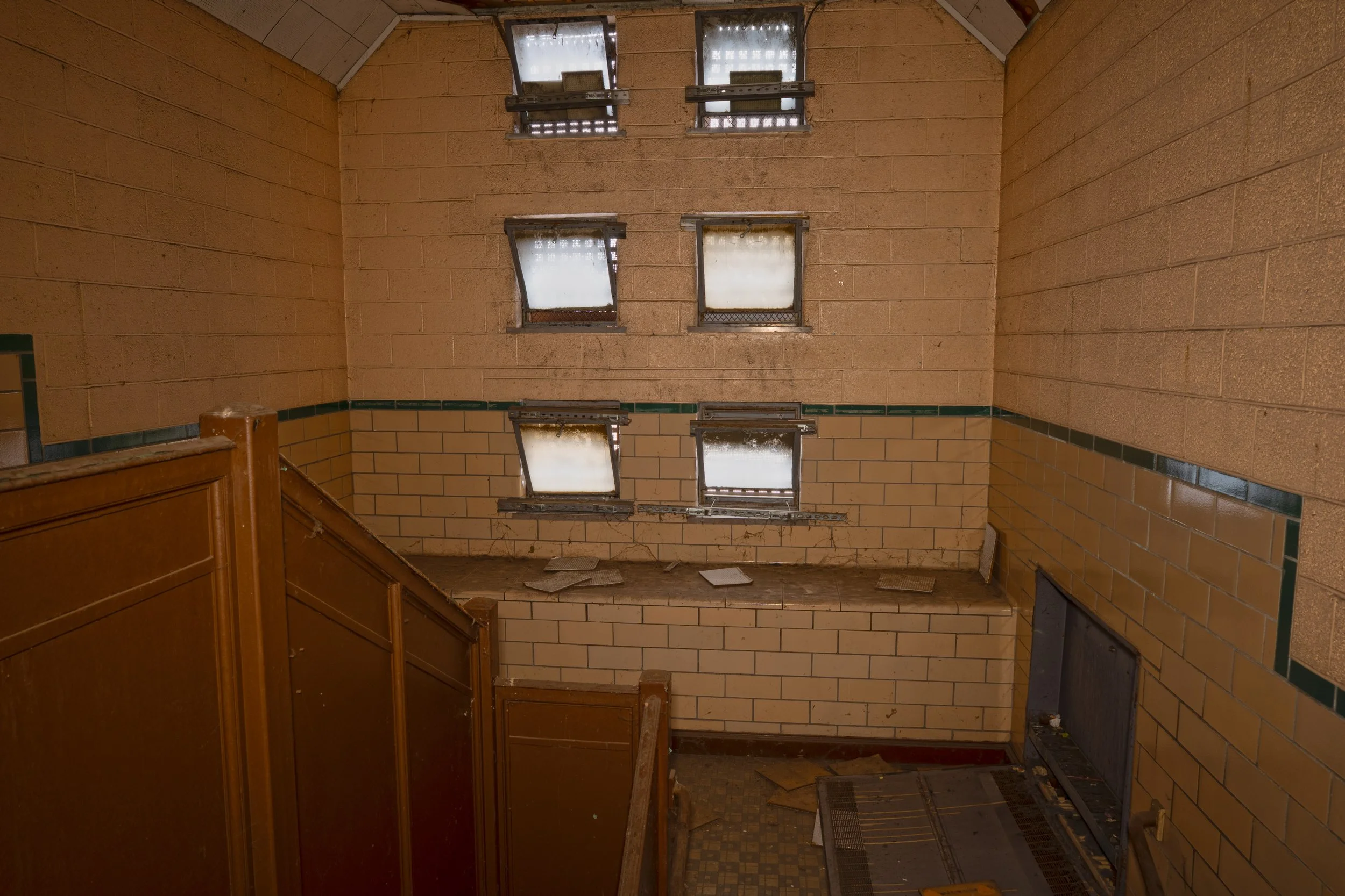 Similar to Vetal Elementary Healy once features a paneled window design in its stairwells 