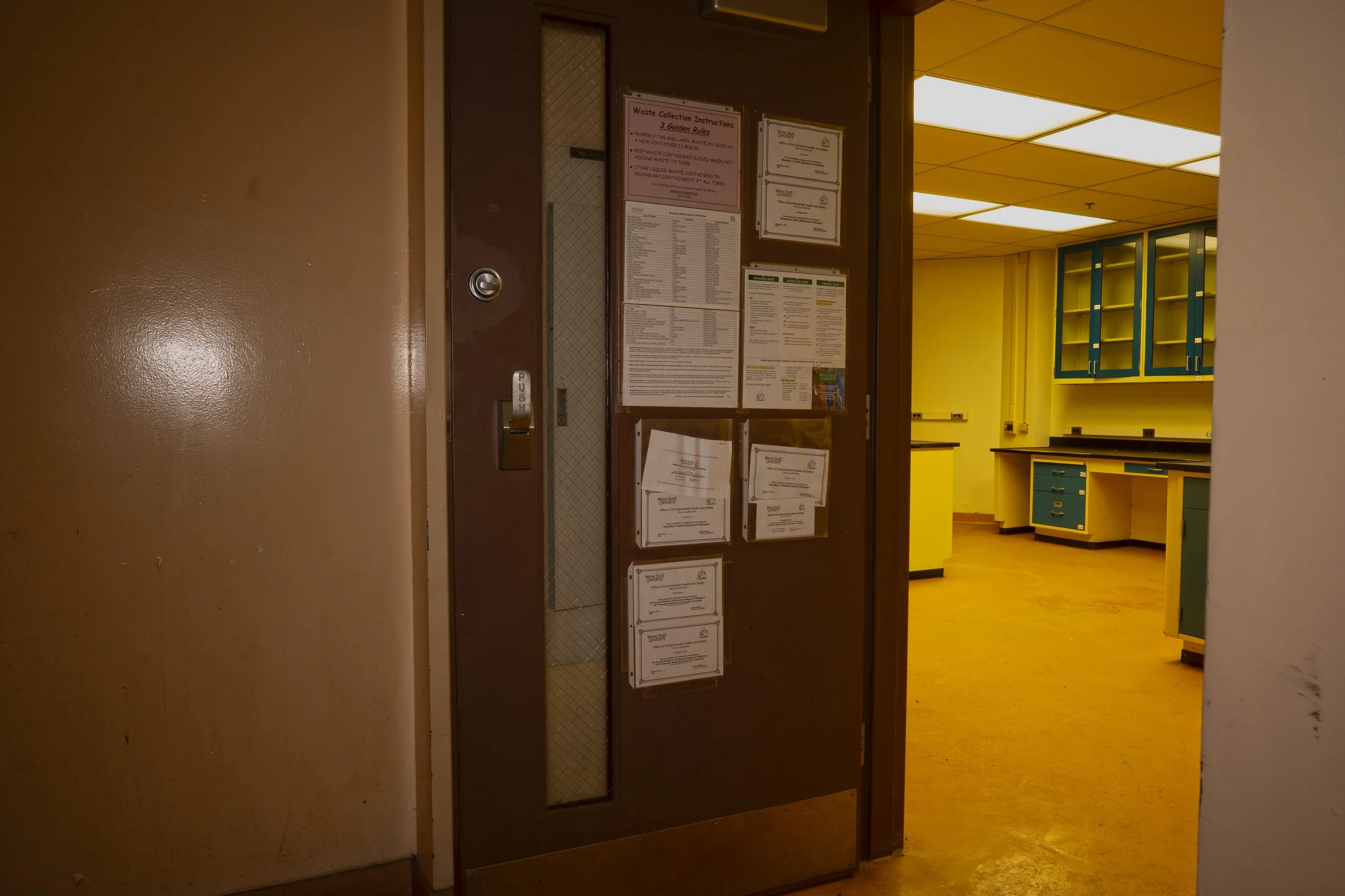 Entrance to a research lab on the 2nd floor