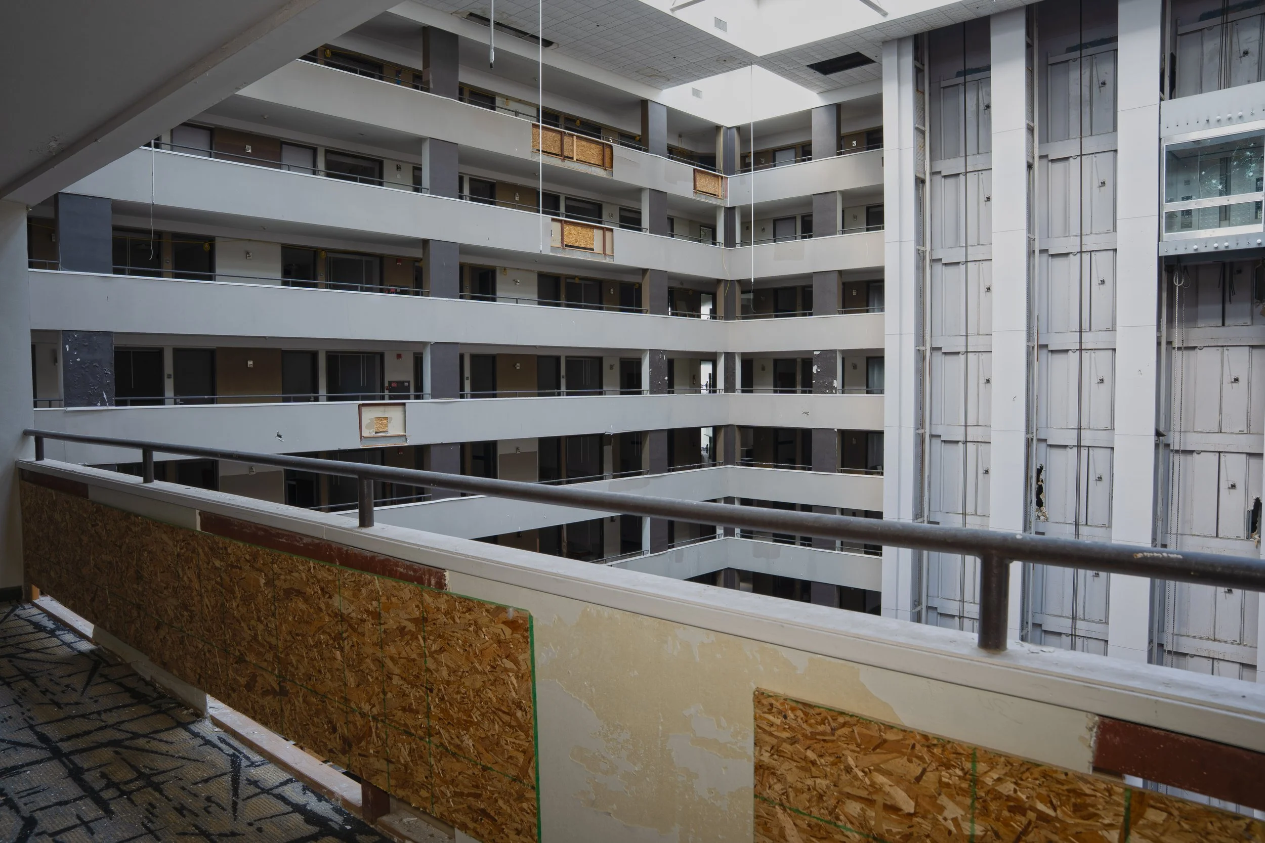 6th floor hallway with atrium straight ahead 