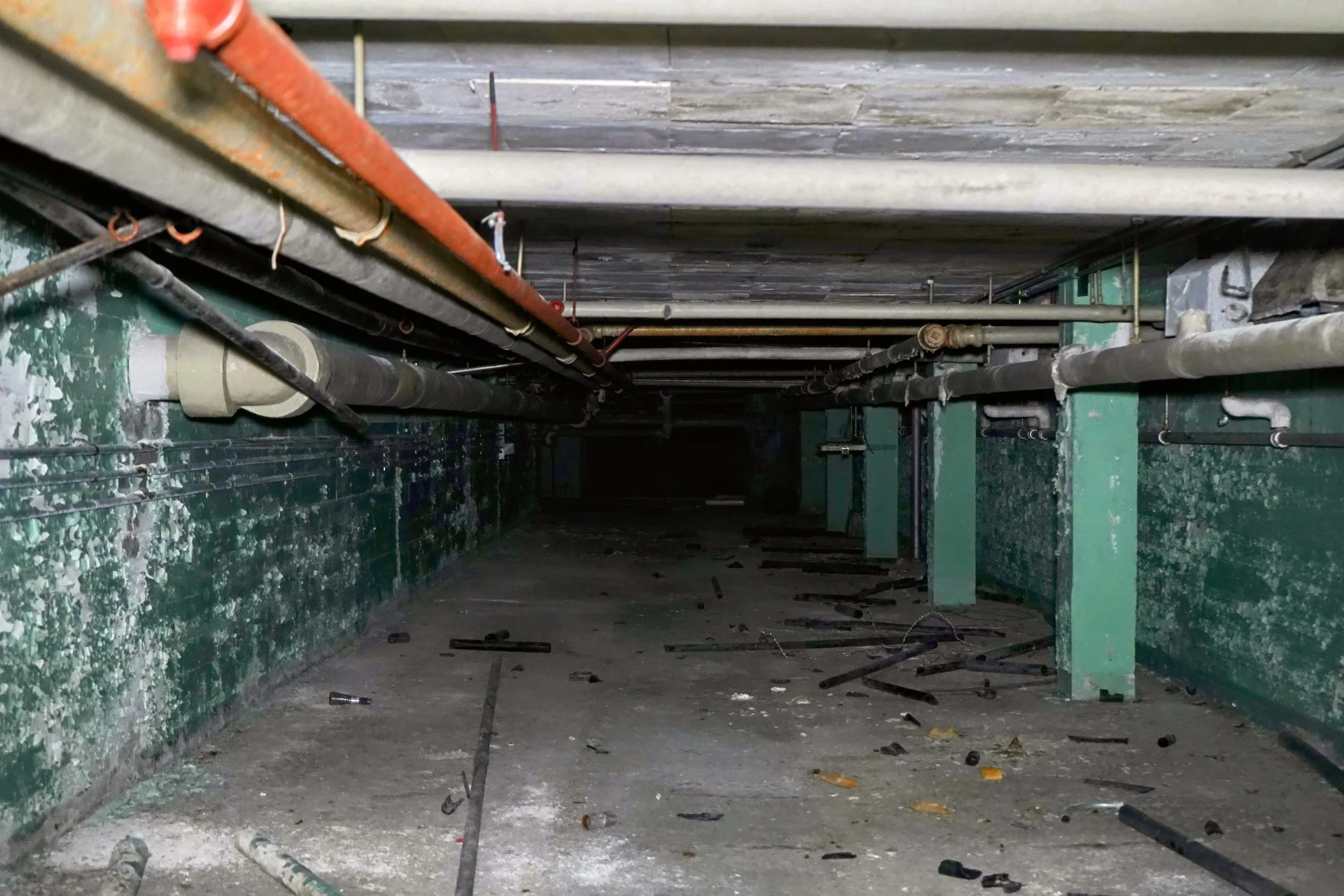 Basement shot 6 (More pipes in another hallway in the basement)