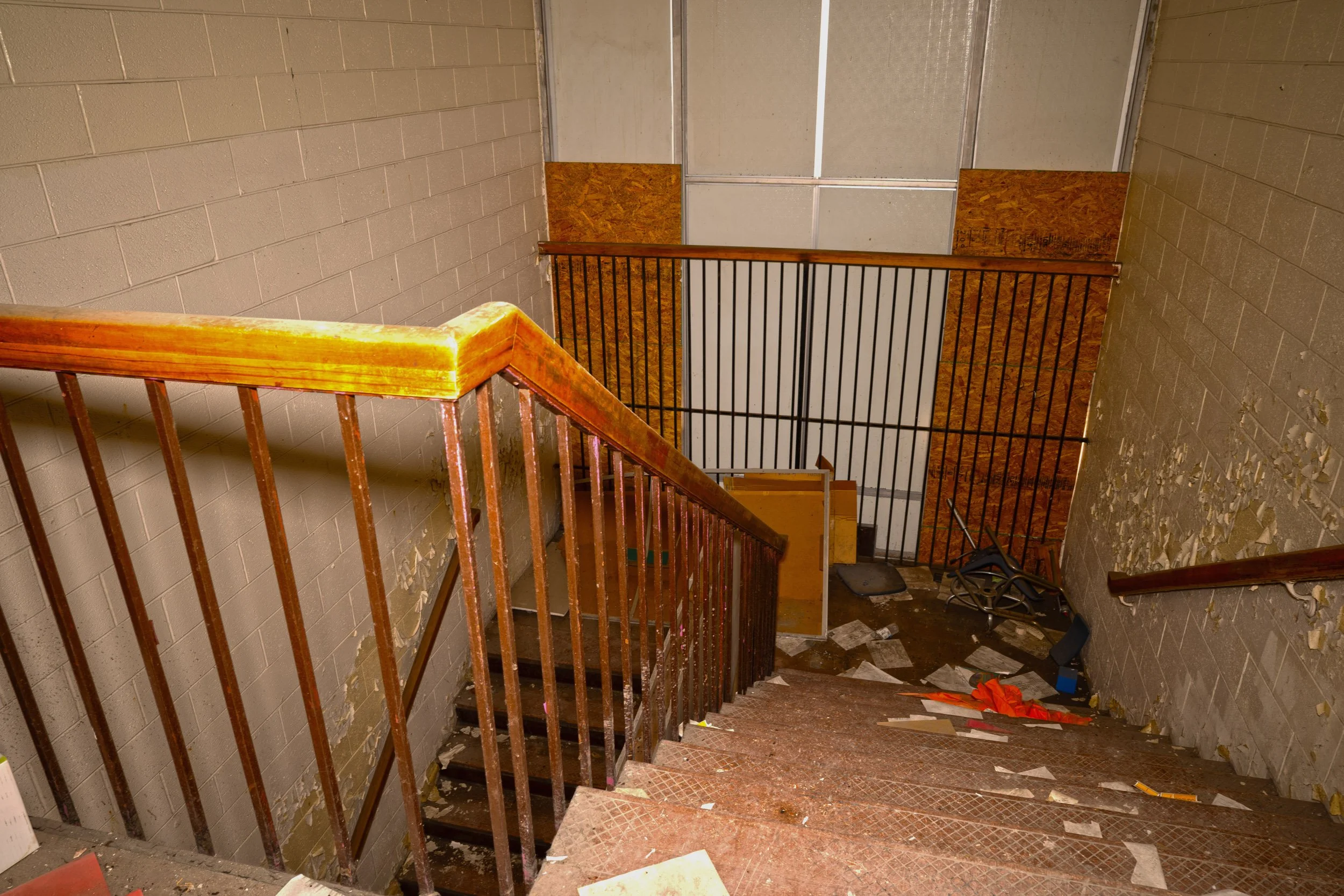 2nd floor staircase leading down to 1st floor