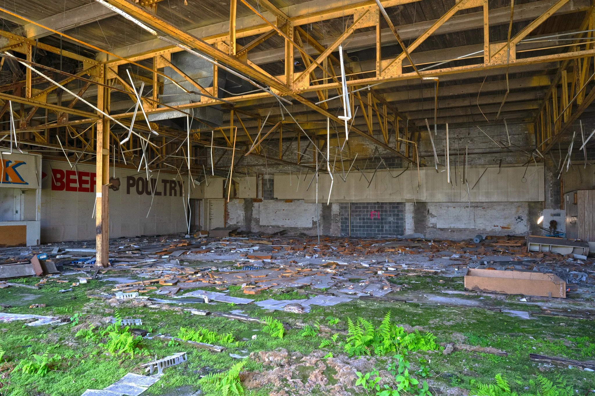 Main store floor looking from nearby the roof collapse