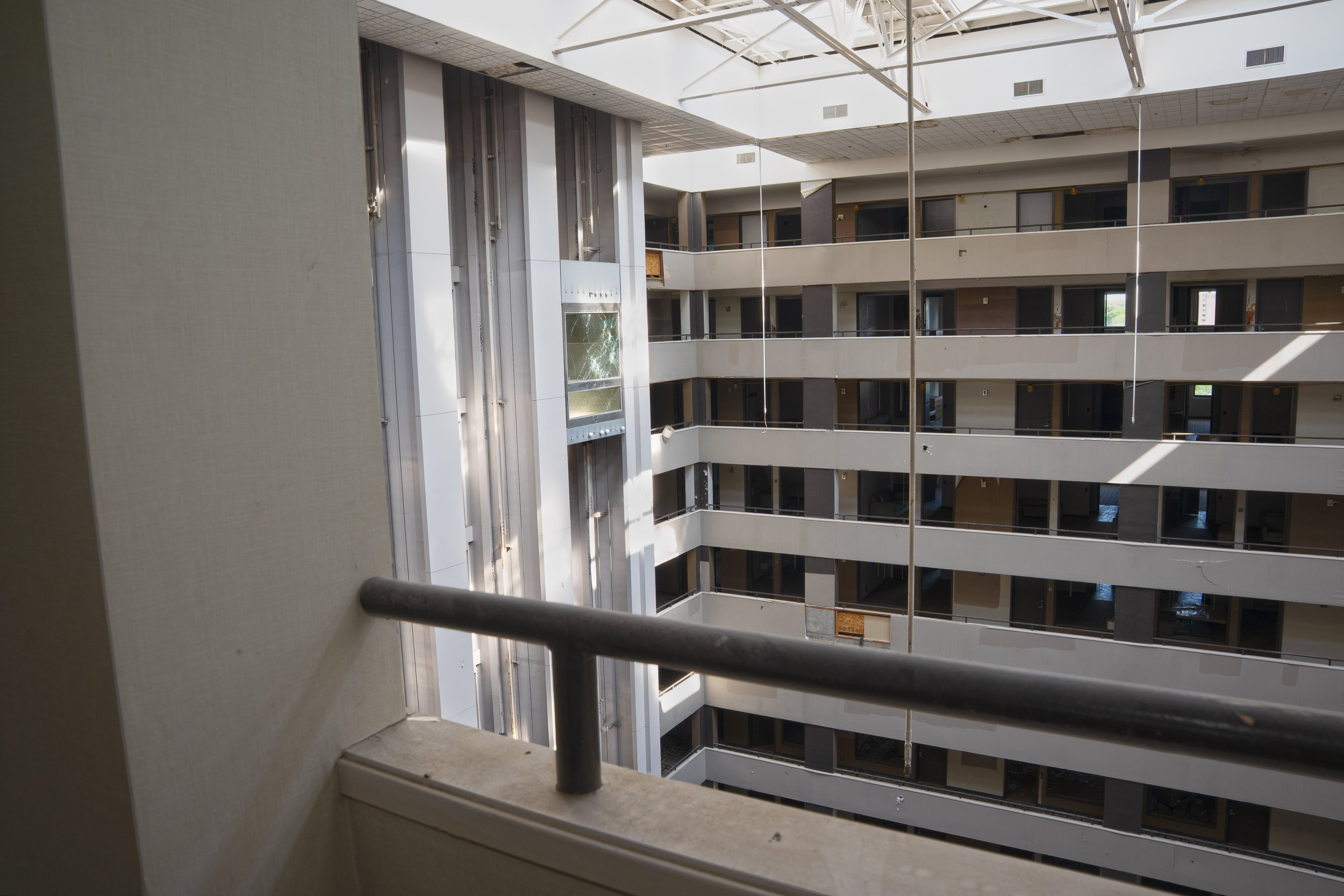 8th floor hallway looking at the elevator bank