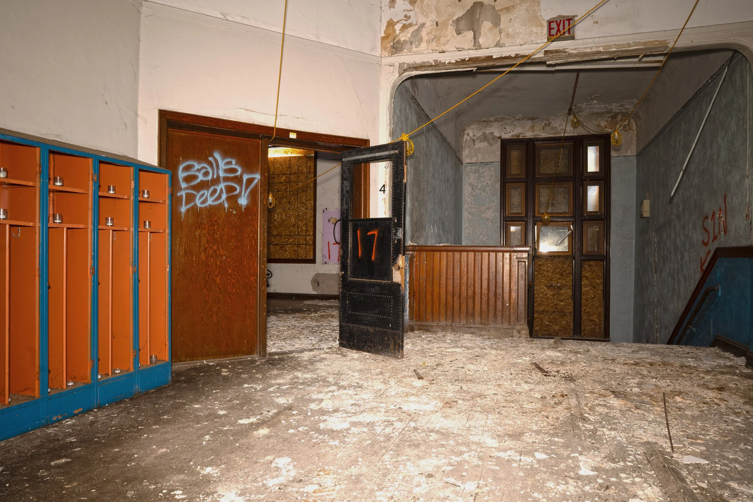 2nd floor hallway shot 4 nearby the staircase and a classroom