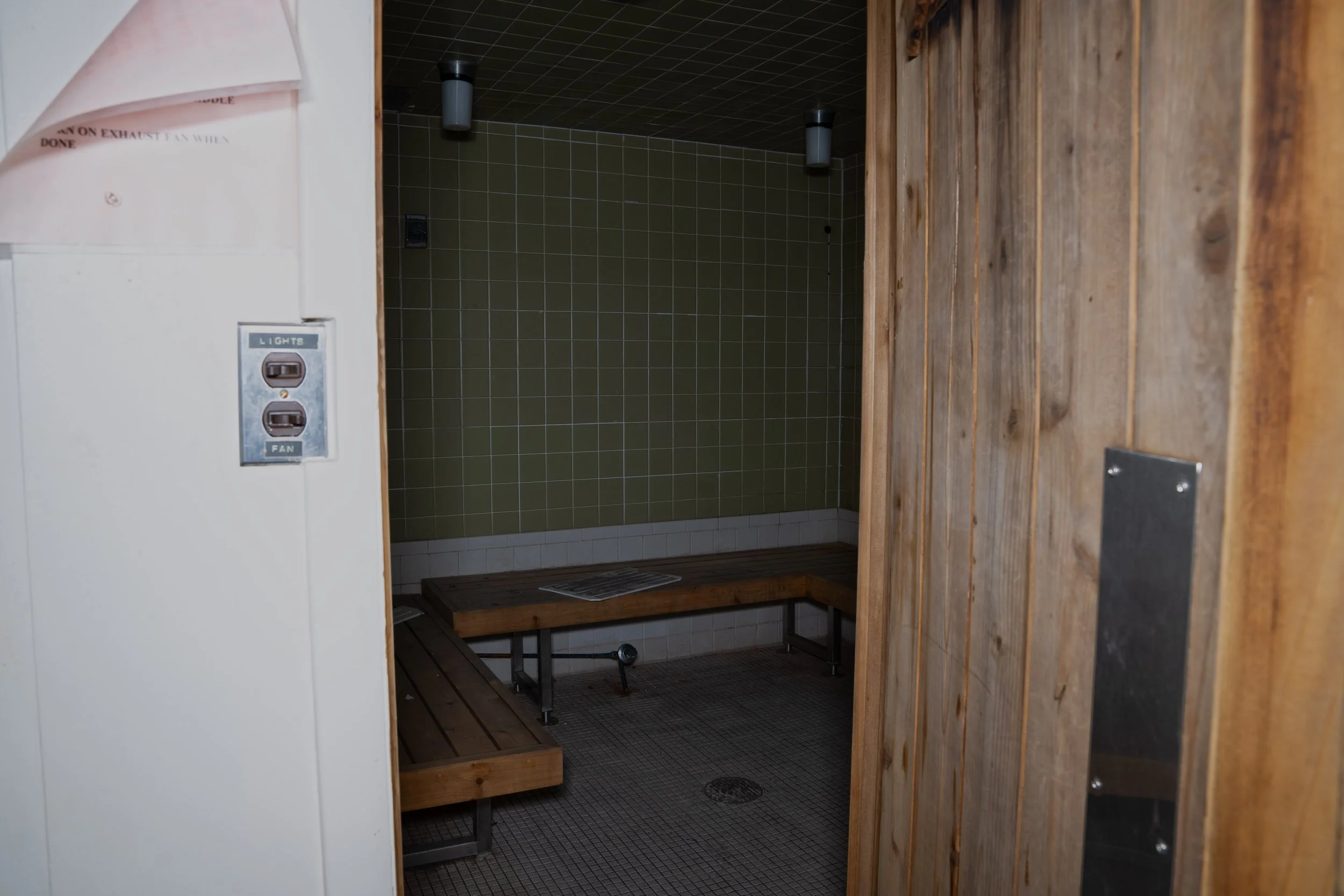 a pair of suana rooms is located on the 3rd floor above the weight room approximately  
