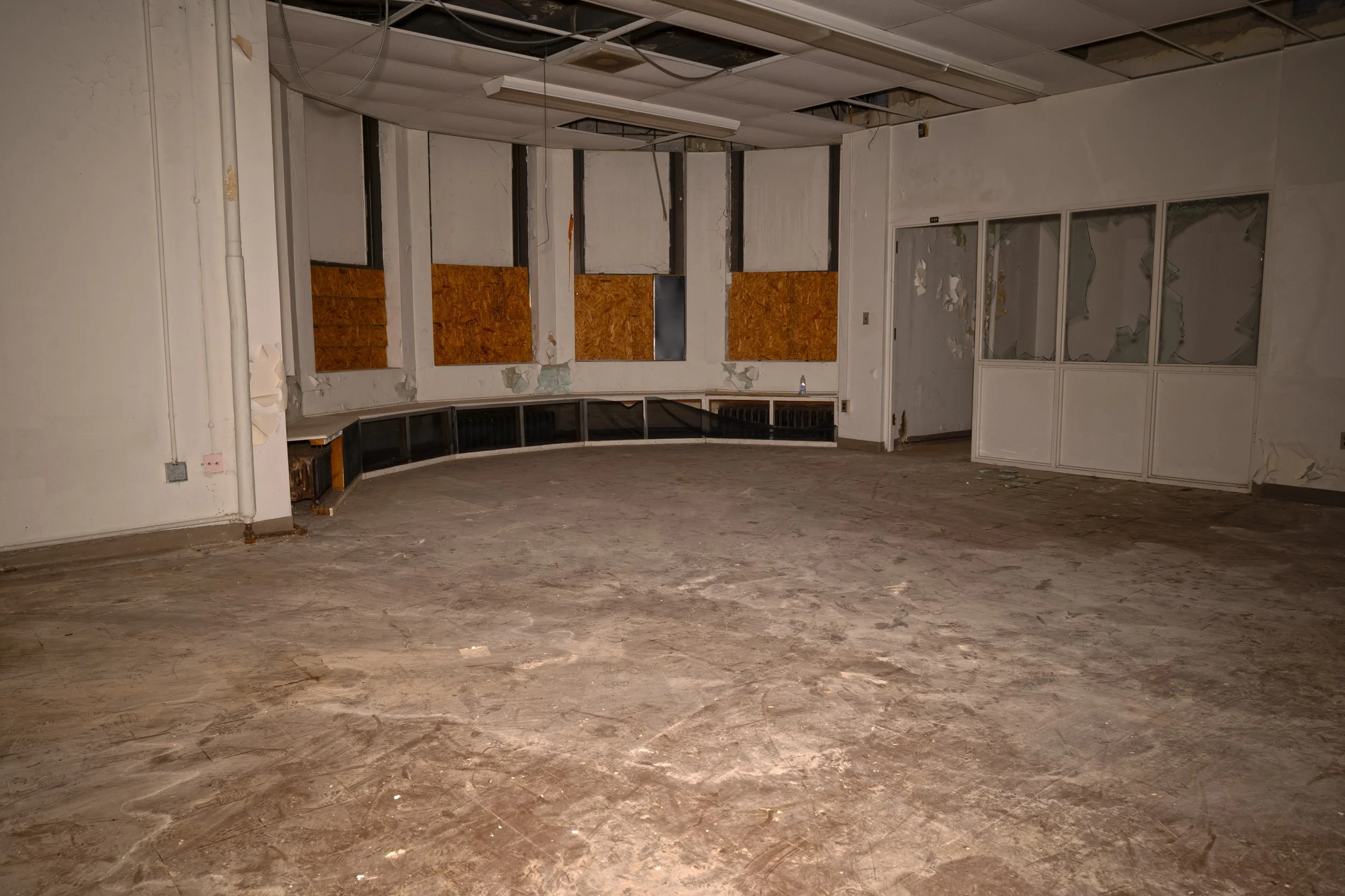 Bay windows that likely served as a kindergarten room in the basement