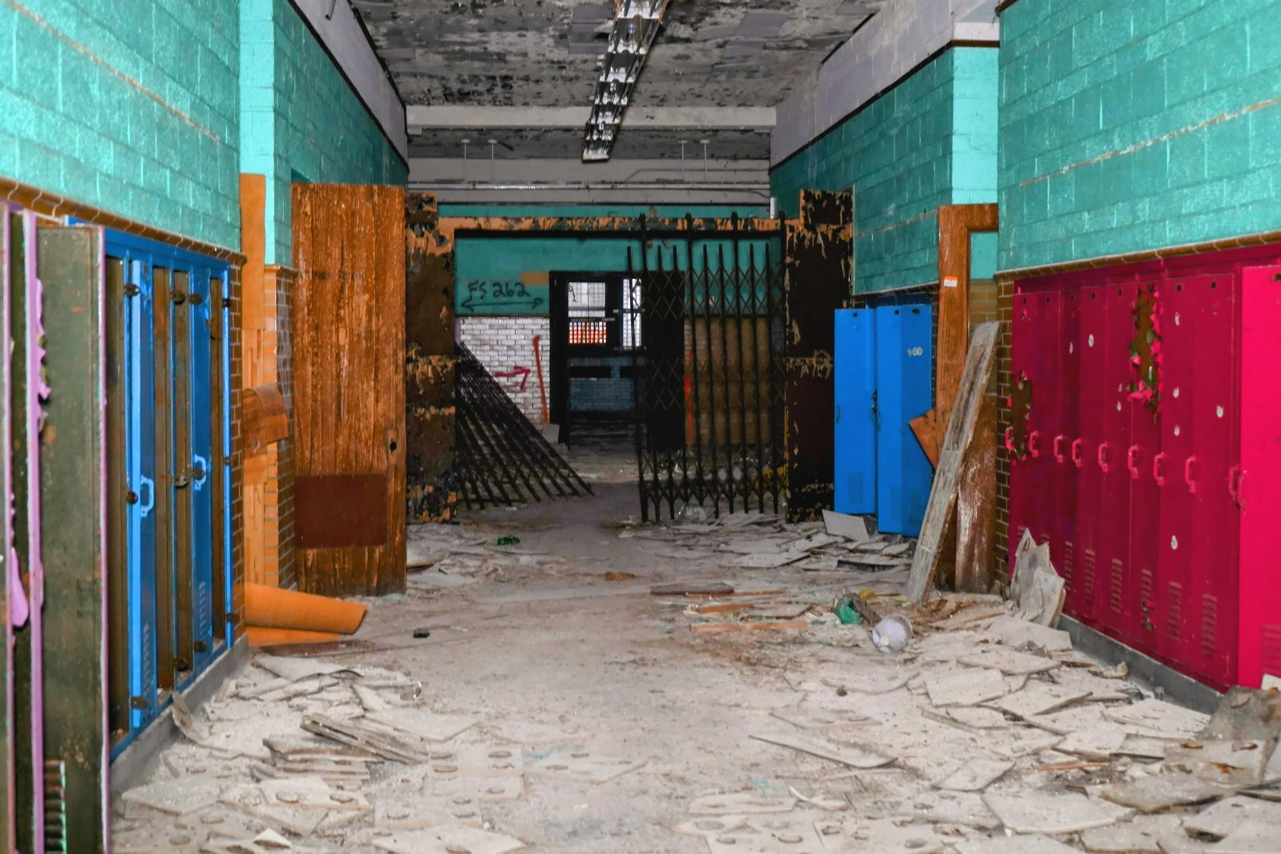 many sections of the hallways have gates that looked to have been closed and possibly locked at closure 