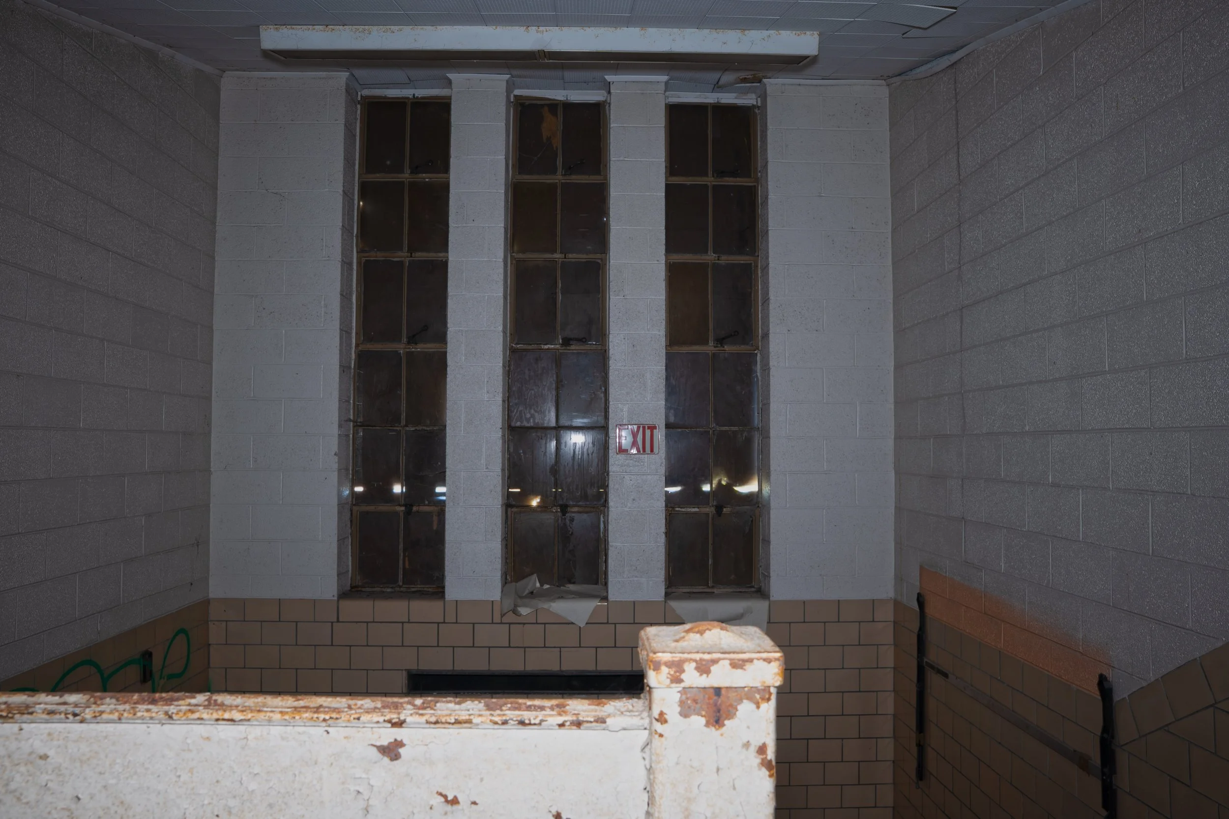 Window design in a stairwell of Parkman