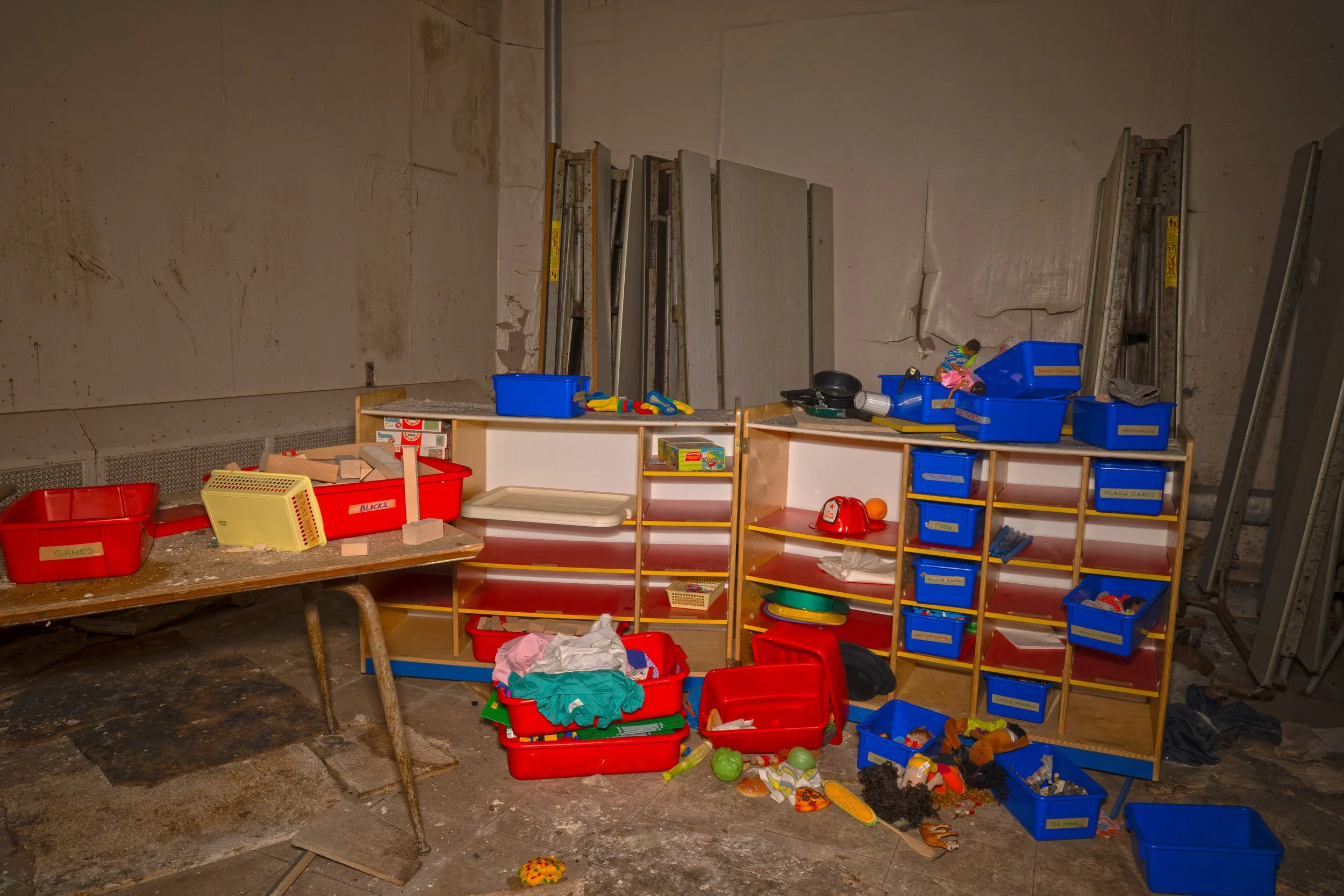 shelves with items on them in the multipurpose room 