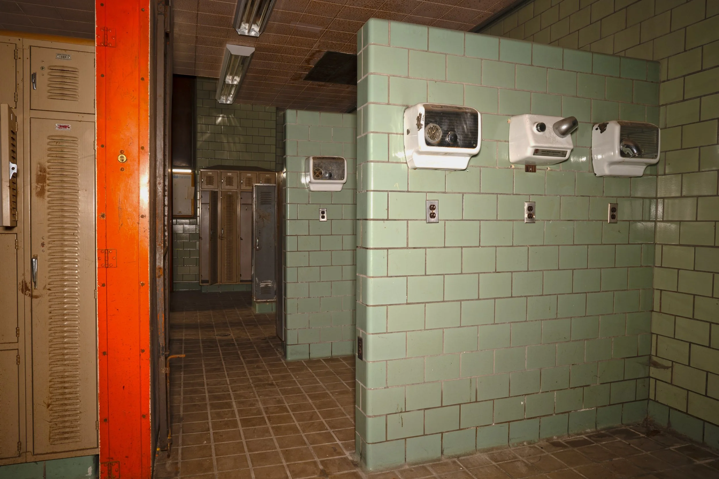 Pool locker room in the basement