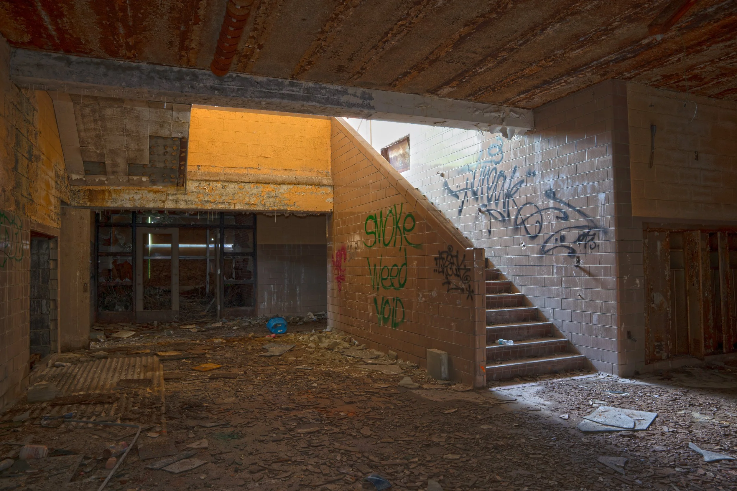 1st floor hallway shot 3 (Staircase leading to 2nd floor behind the camera is the original 1925 Redford Union building)