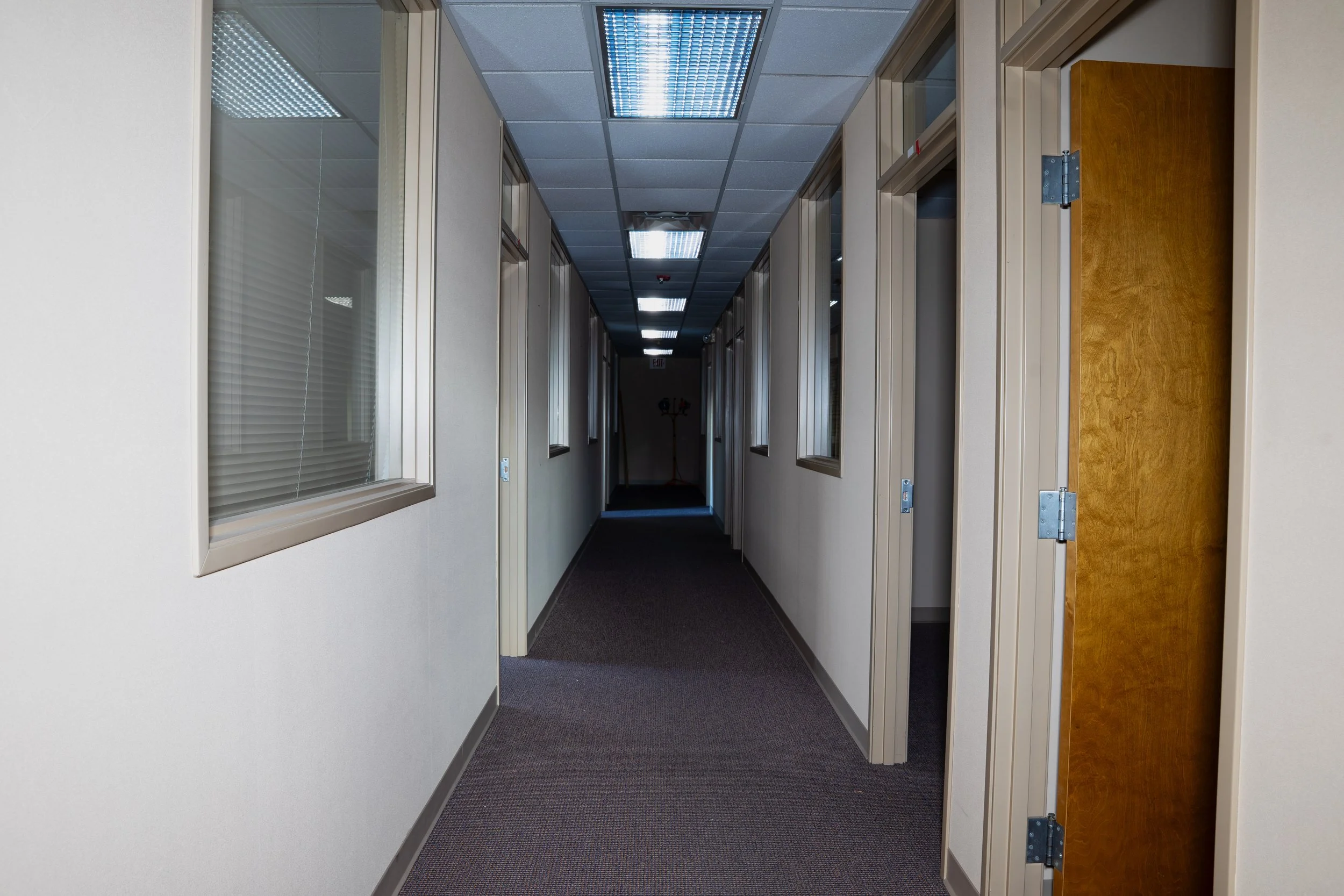 Office corridor on 2nd floor leading back towards library staircase 