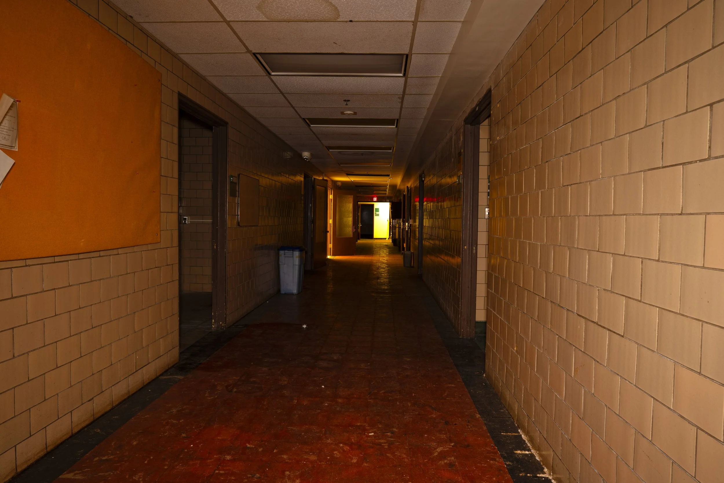 2nd floor hallway with offices and research labs 