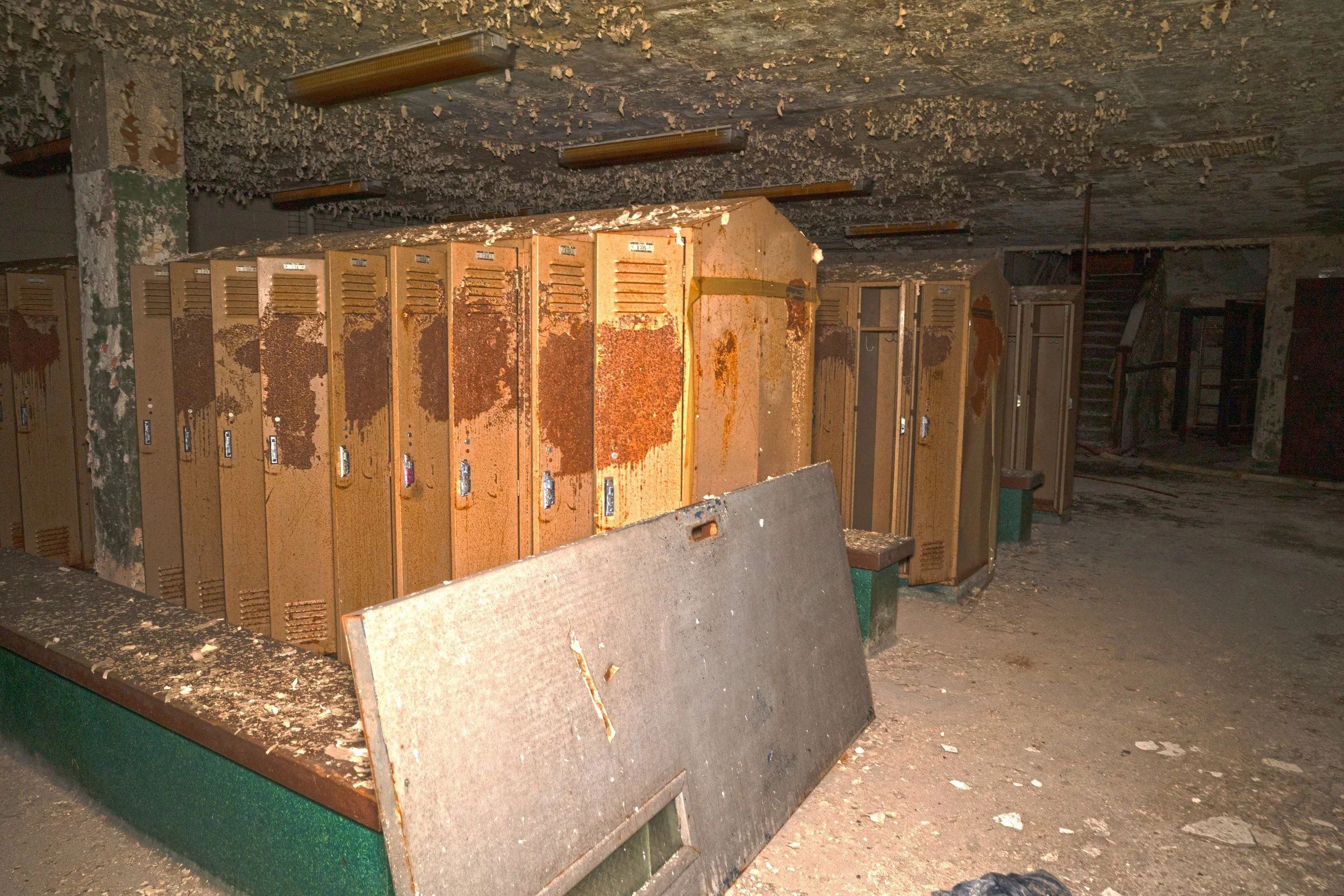 one of the locker rooms adjacent to the pools 