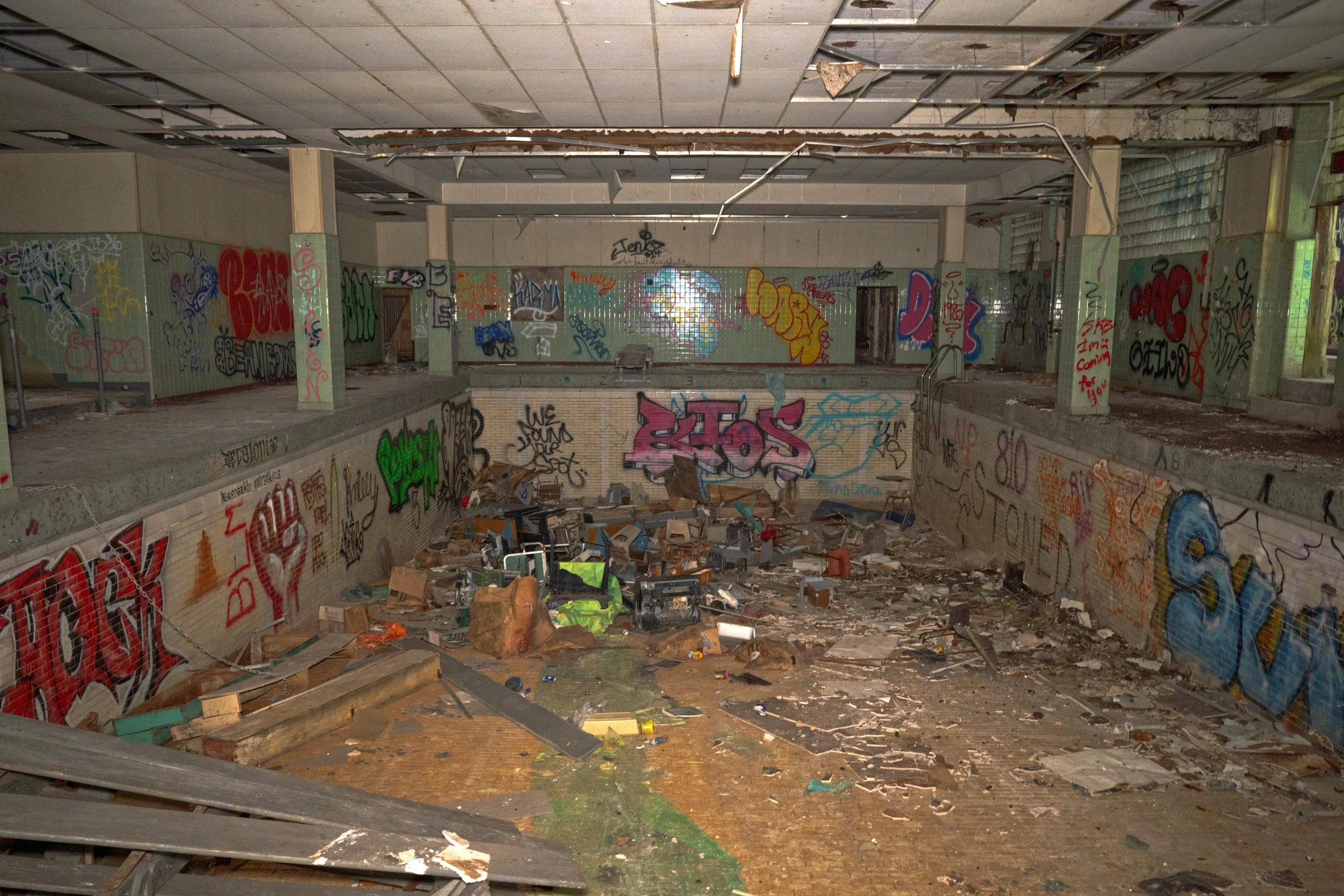 This pool would have been the Junior College Pool and sat below the 3 story Gymnasium 