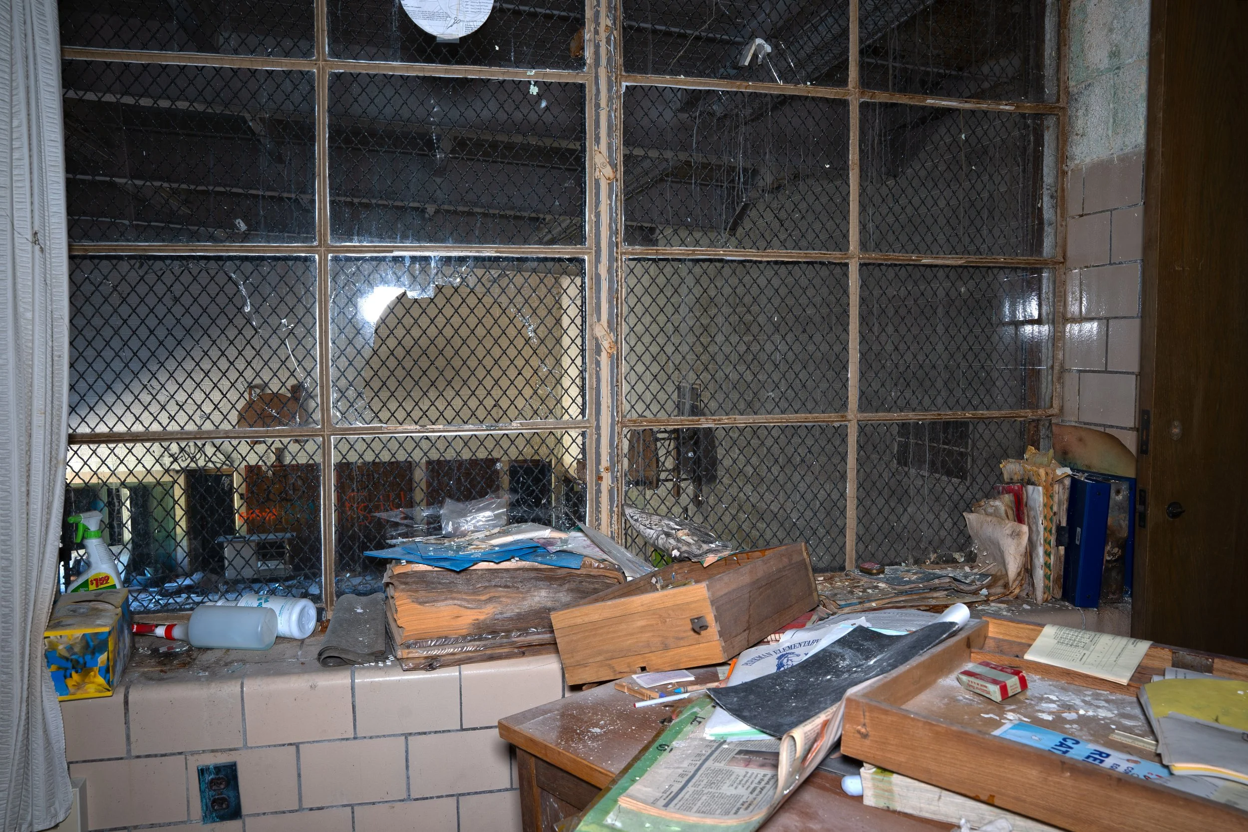 PE Office looking down on Gymnasium 