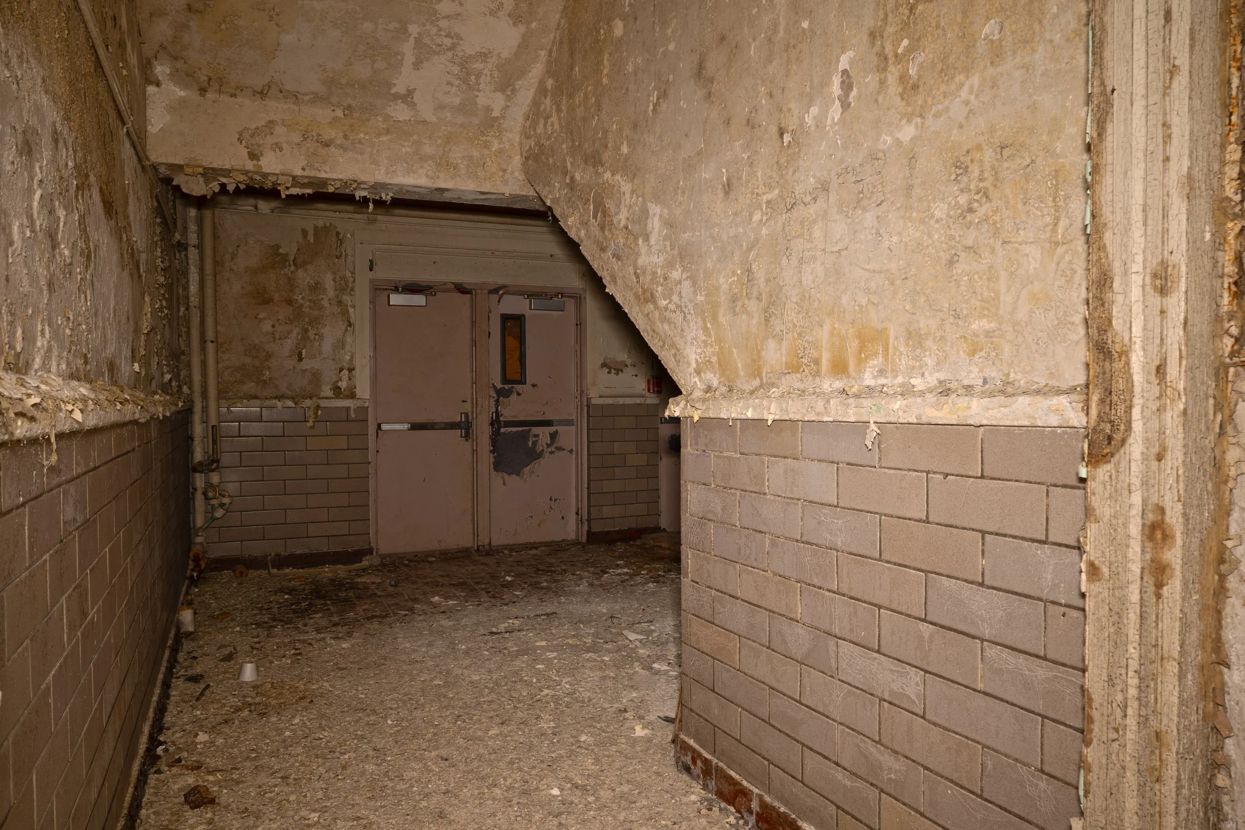 one of the main entrances to the school behind the main staircase to the school