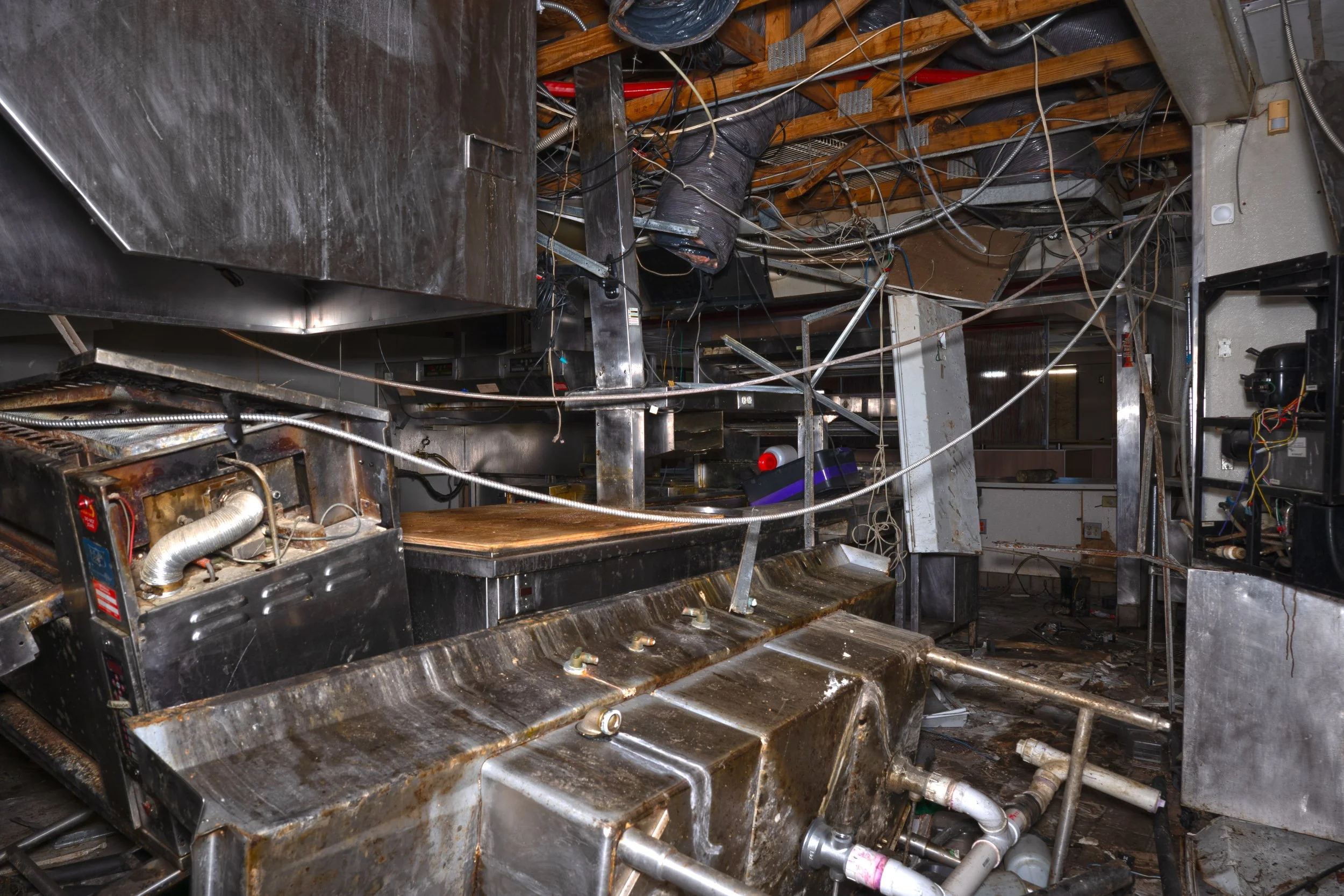 Back of house (note that most of the grills and other appliances have been scrapped or destroyed) 