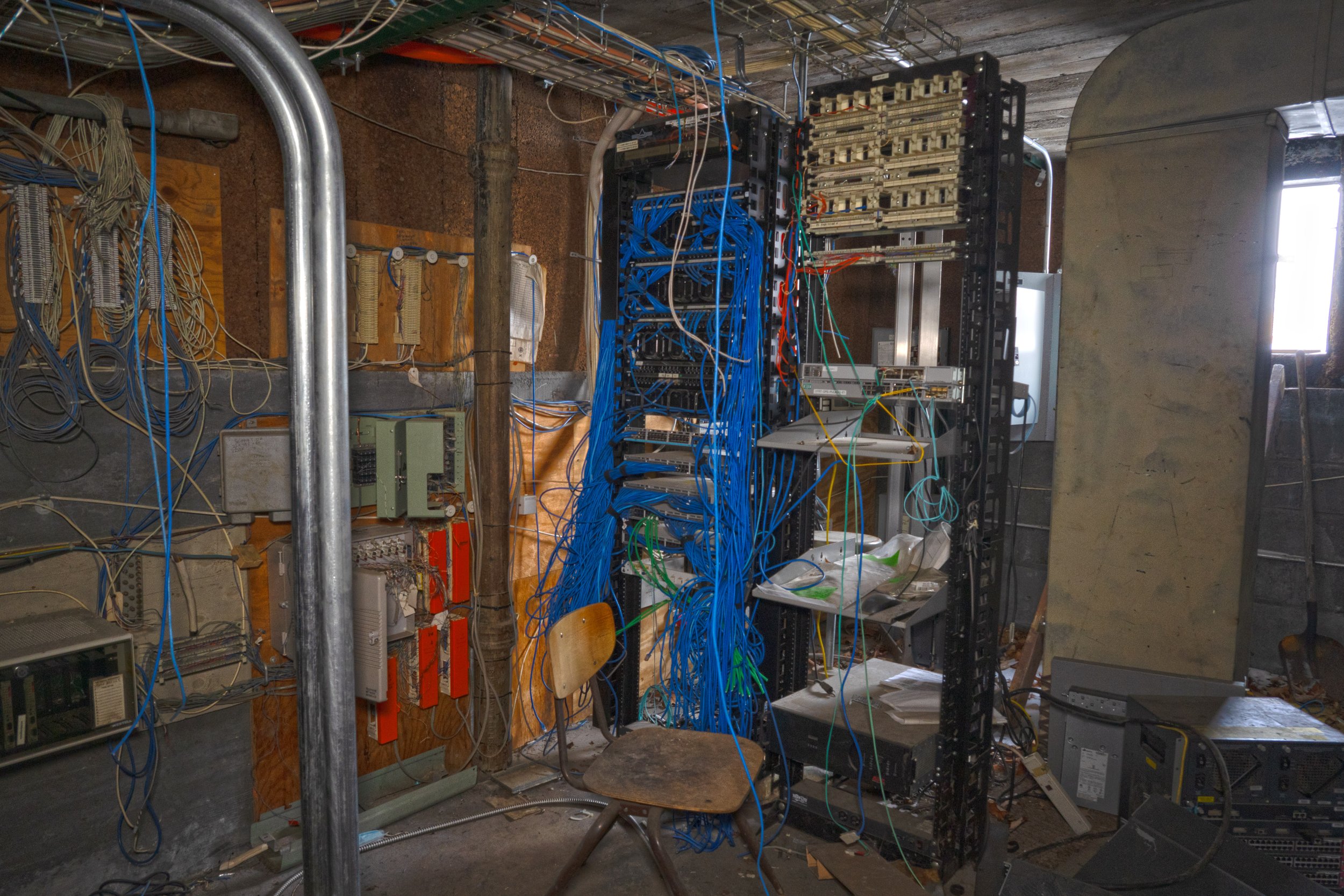 All the cameras have been cut from there base in the utility room above the 2nd floor  