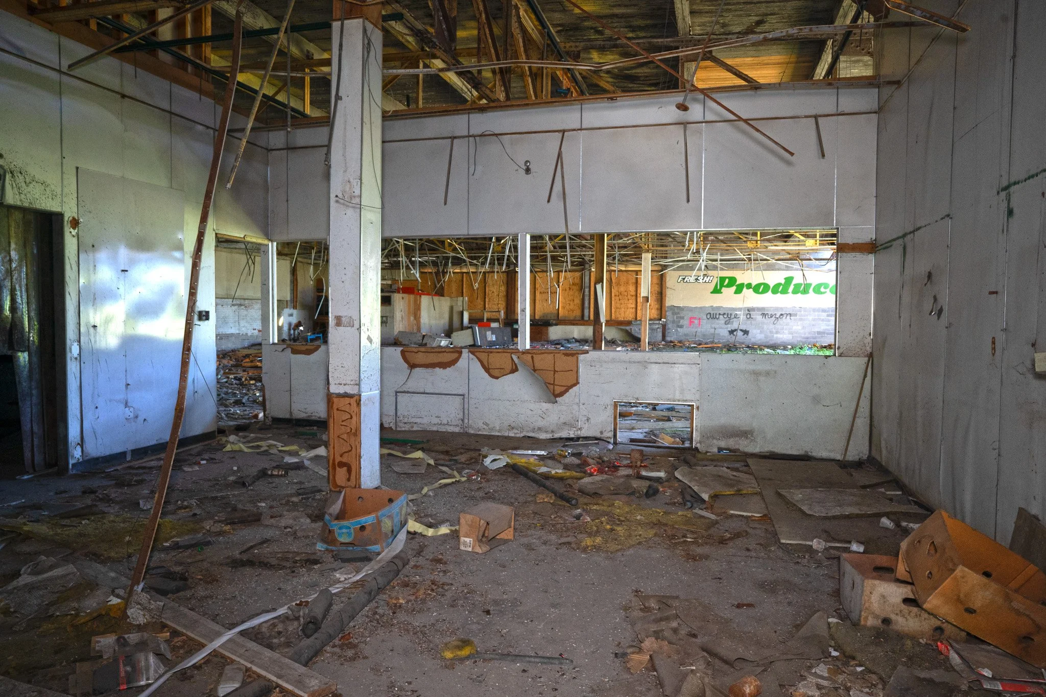 Looking into the main store floor from the backroom