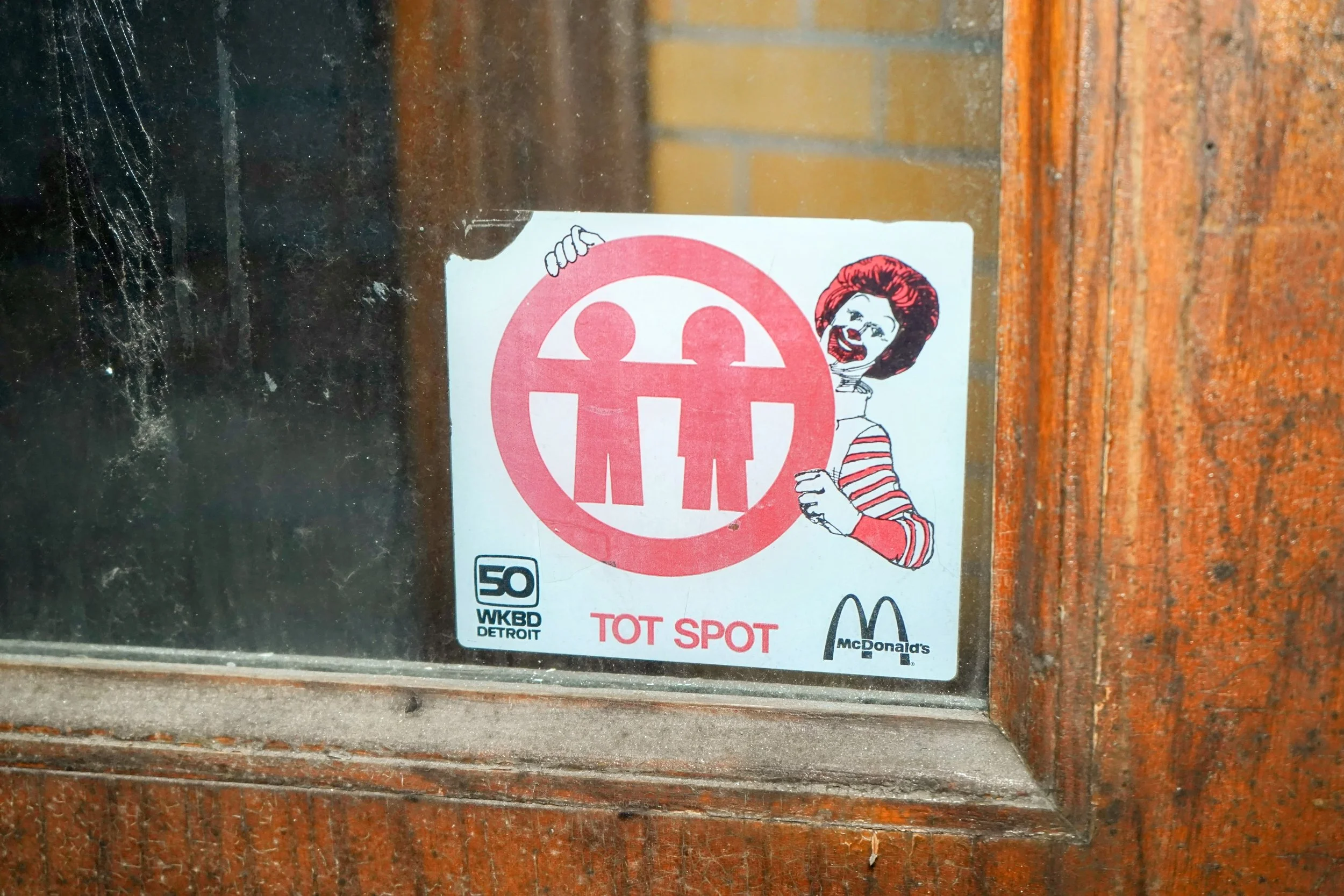 Ronald McDonald makes a appearance in the form of a sticker on one of the classroom doors