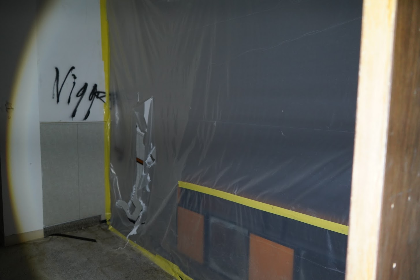 Tarped off stairs