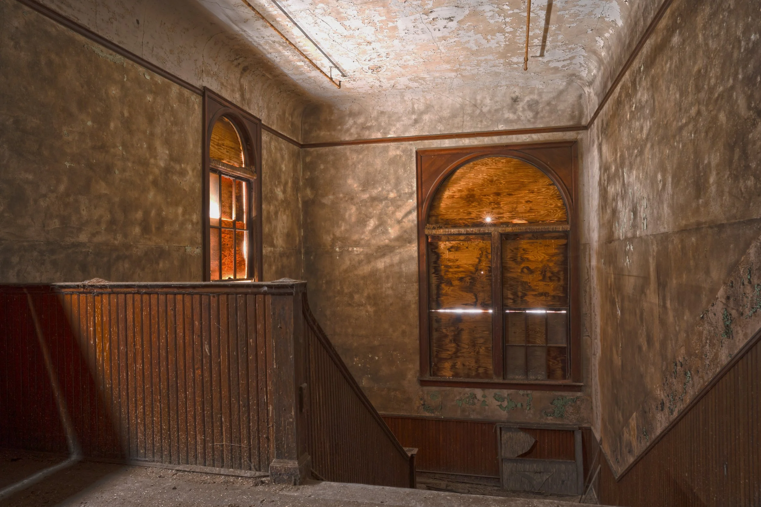 2nd floor hallway looking down at staircase