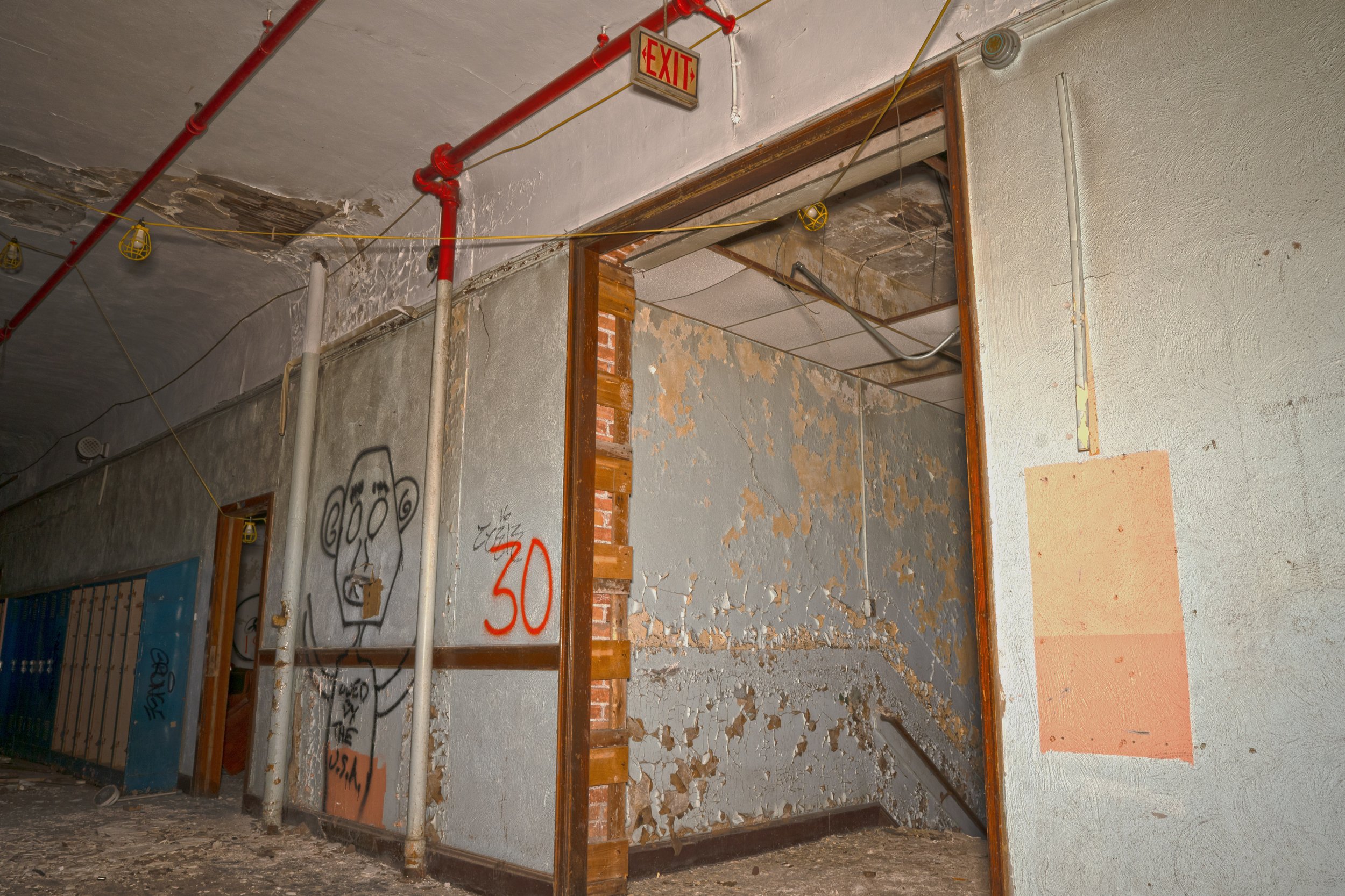 One of the entrances to the school