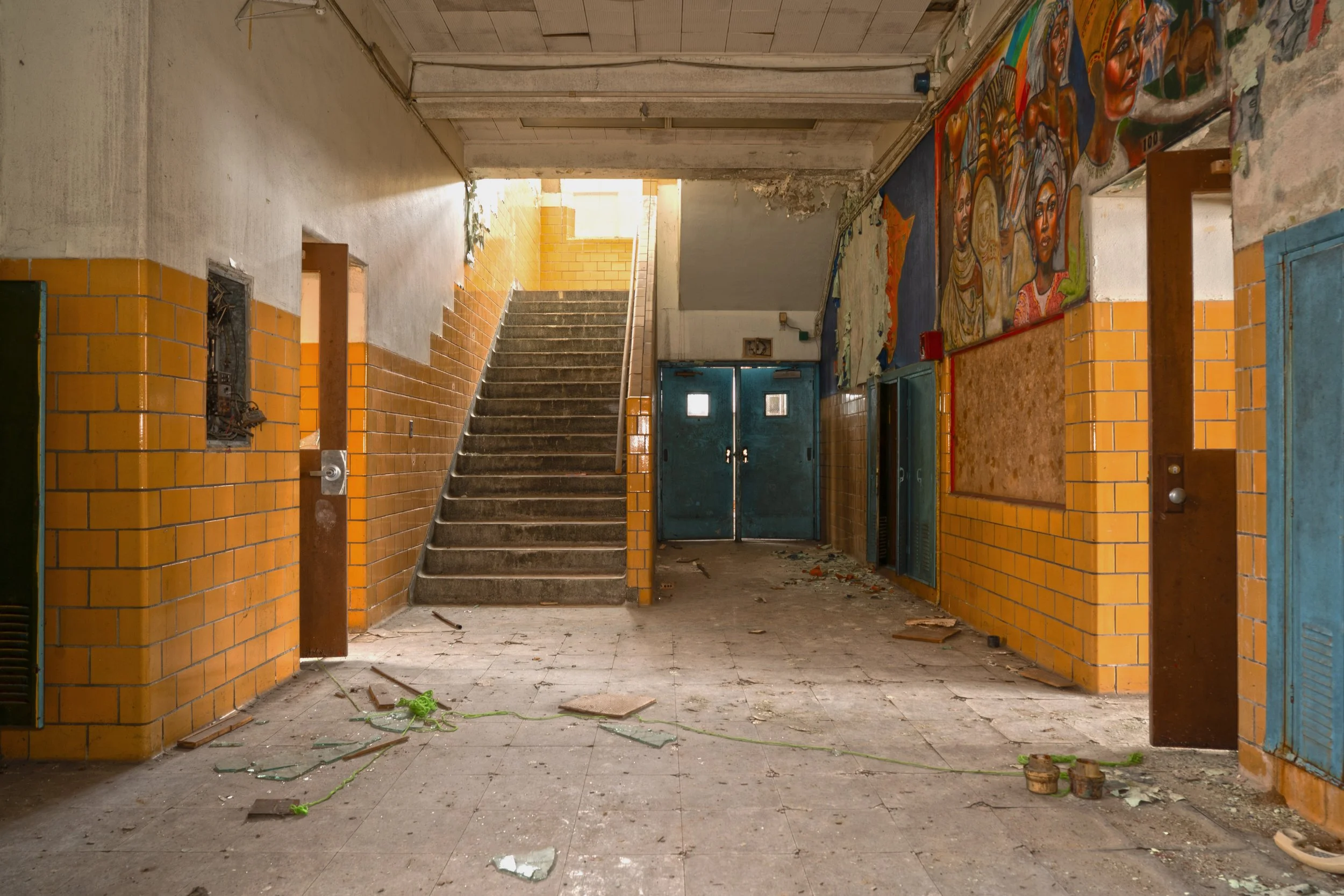 1st floor hallway behind the door next to the stairs leads to the 1971 addition 